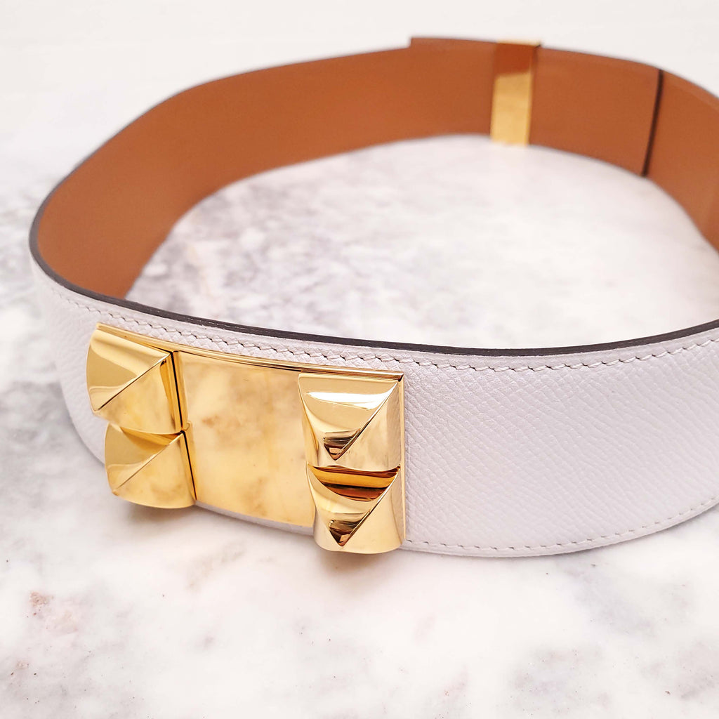HERMÈS WHITE COLLIER BELT - SIZE 85