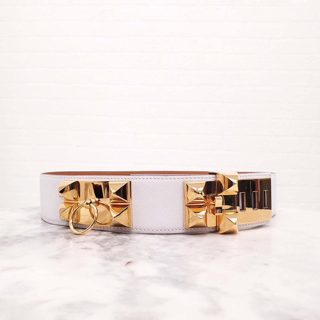 HERMÈS WHITE COLLIER BELT - SIZE 85