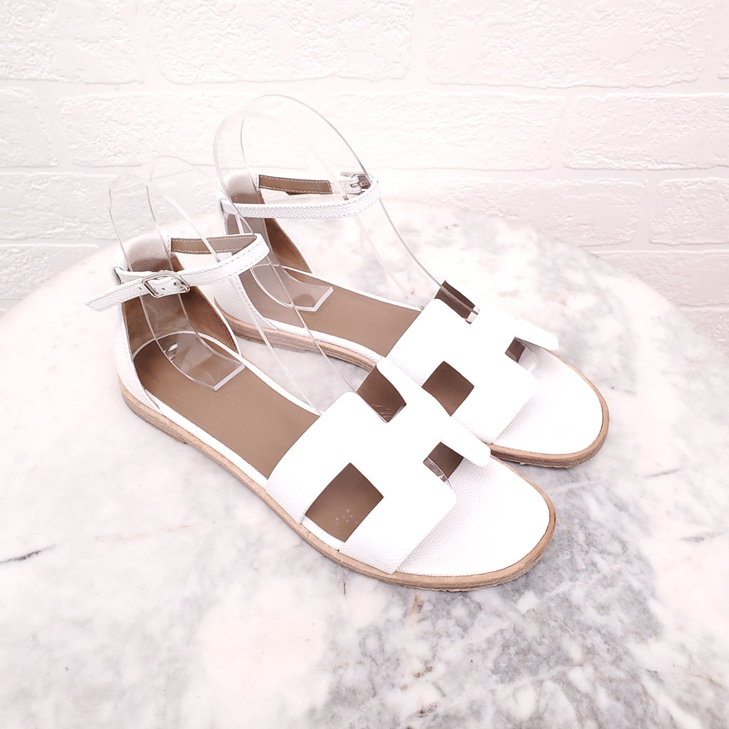 HERMÈS WHITE LEGEND SANDALS - SIZE 36