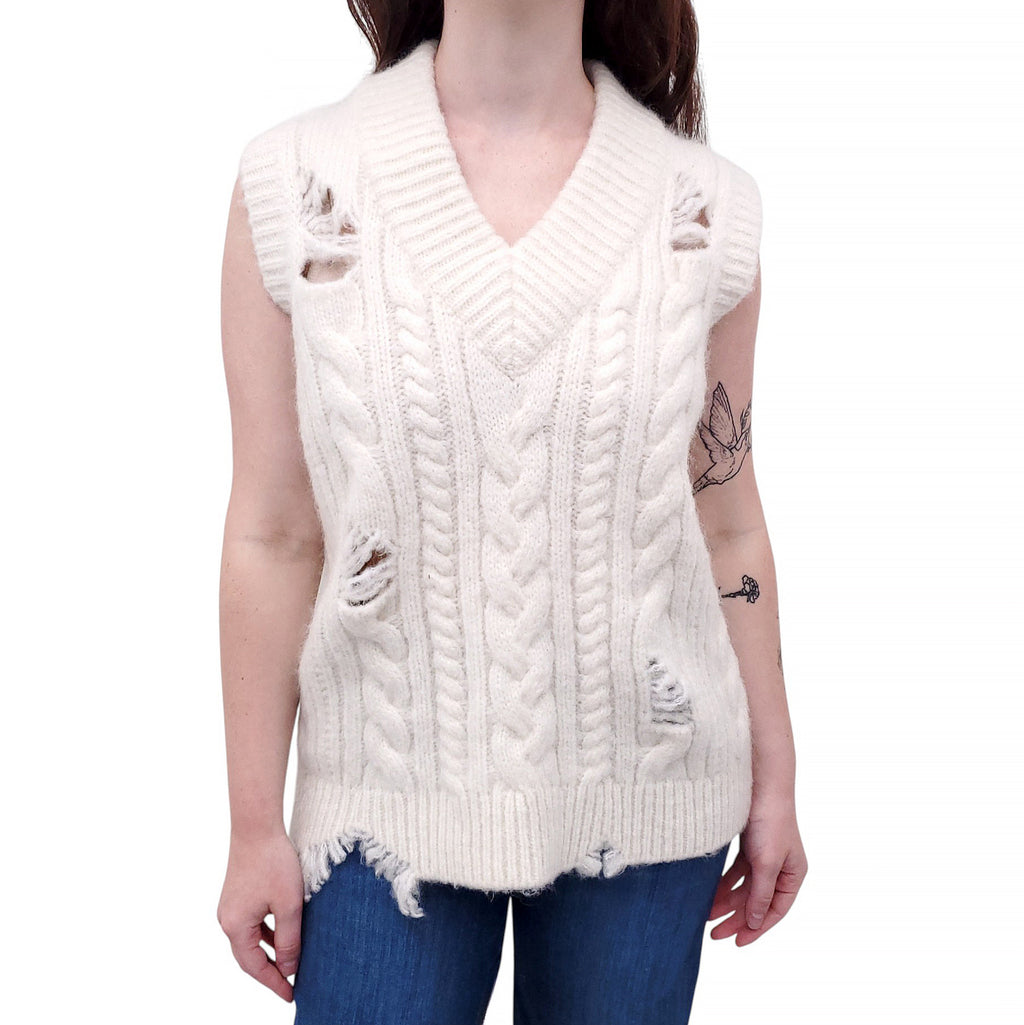 HOLZWEILER IVORY SWEATER VEST - SIZE S
