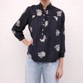 HORSES ATELIER NAVY FLORAL BLOUSE - SIZE 2/M
