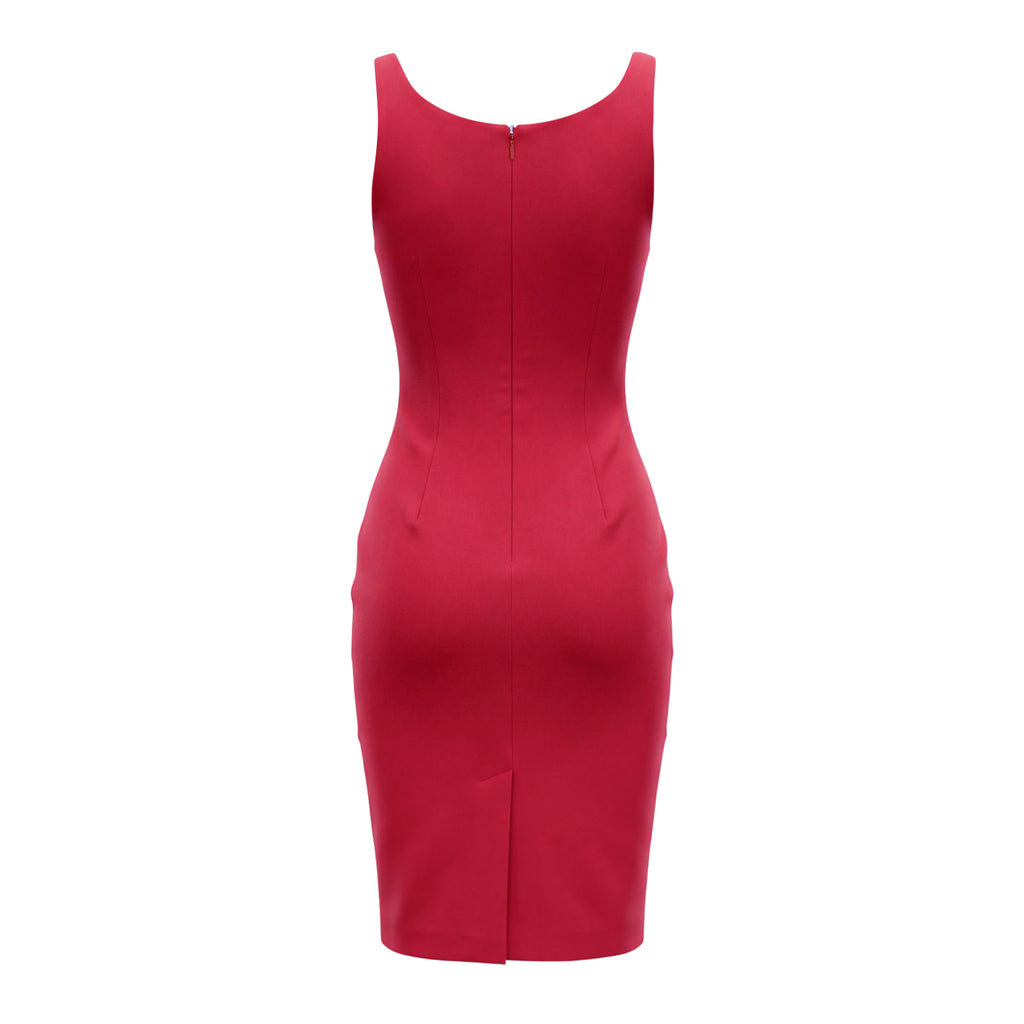 VERSACE CADY MIDI DRESS IN RED WITH SILVER MEDUSA BUTTONS -SIZE 38
