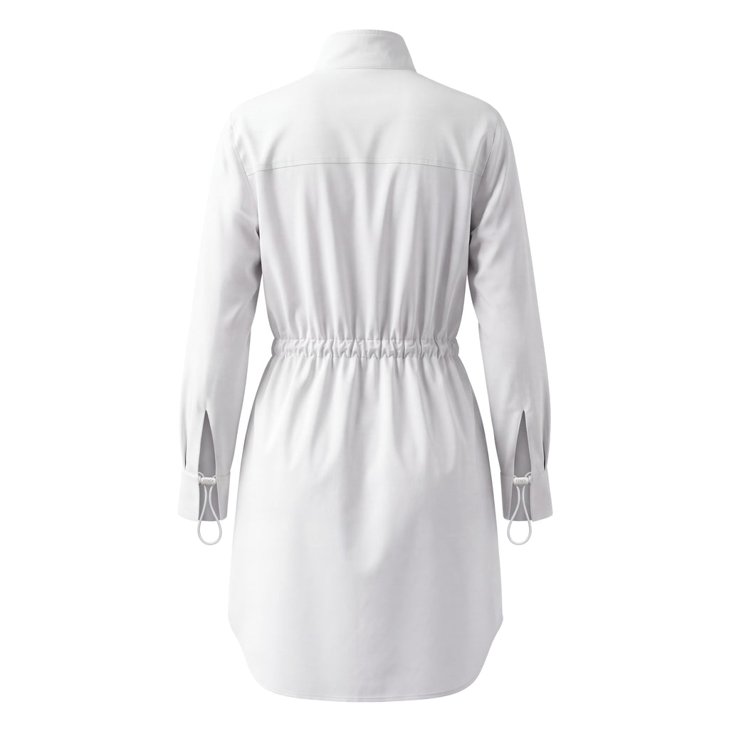 FENDI WHITE BUTTON UP DRESS WITH BAGUETTE POCKET - SIZE 38