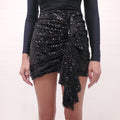 IN THE MOOD FOR LOVE BLACK SEQUIN SKIRT - SIZE L