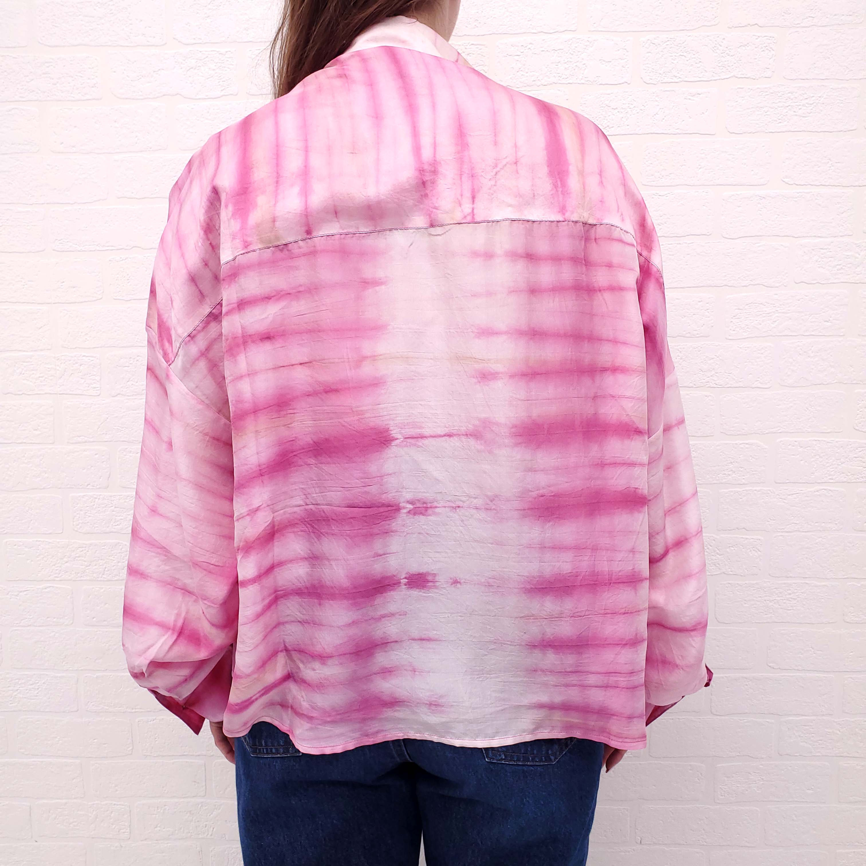 IRO PINK TIE DYE SILK OVERSIZED BLOUSE - SIZE 44
