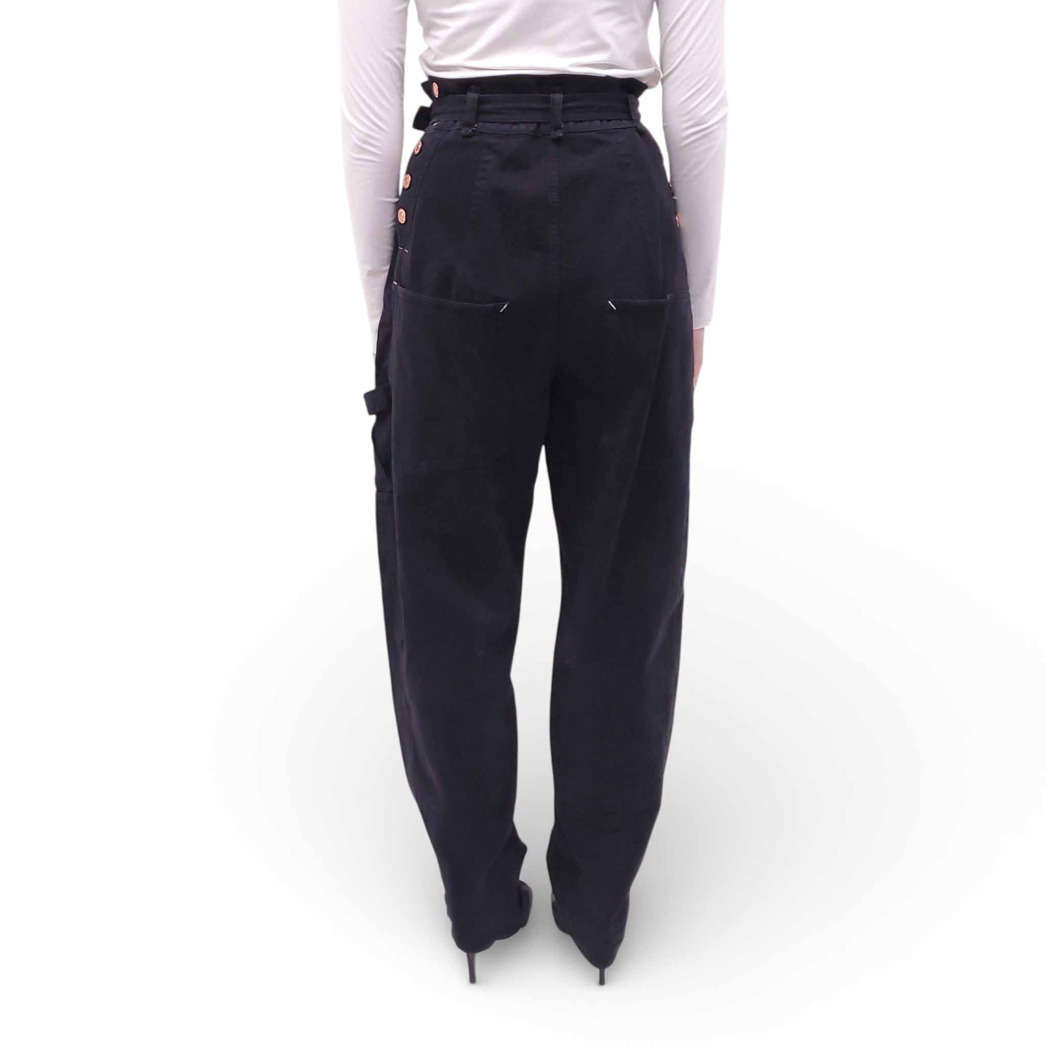 ISABEL MARANT BLACK CARGO WITH BELT AND BUTTONS DETAIL - SIZE 38