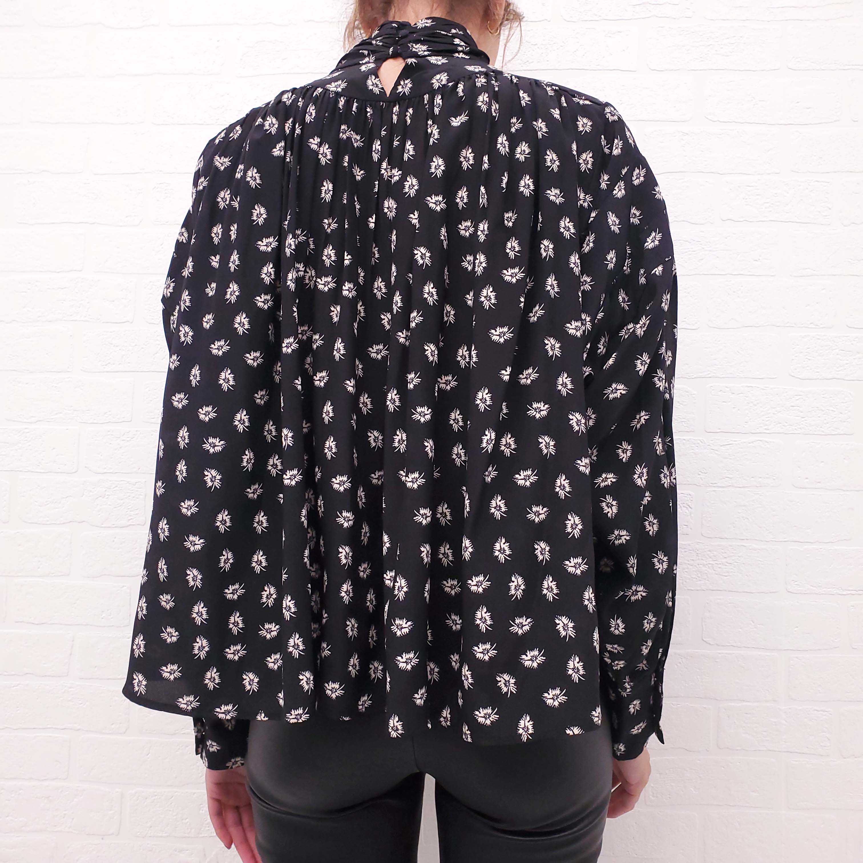 ISABEL MARANT BLACK FLORAL BLOUSE - SIZE 34