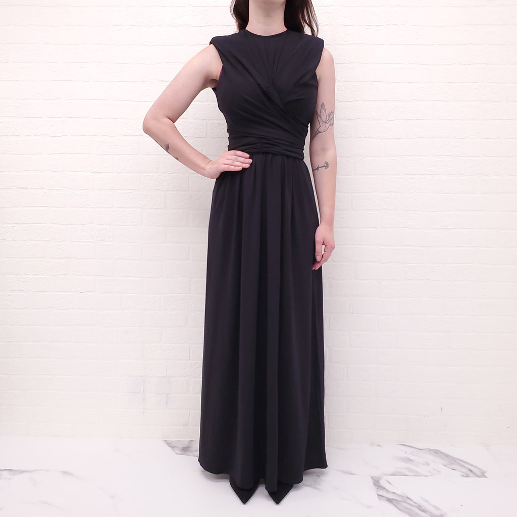 ISABEL MARANT BLACK KNOTED 'GUCIENE' GOWN - SIZE 34