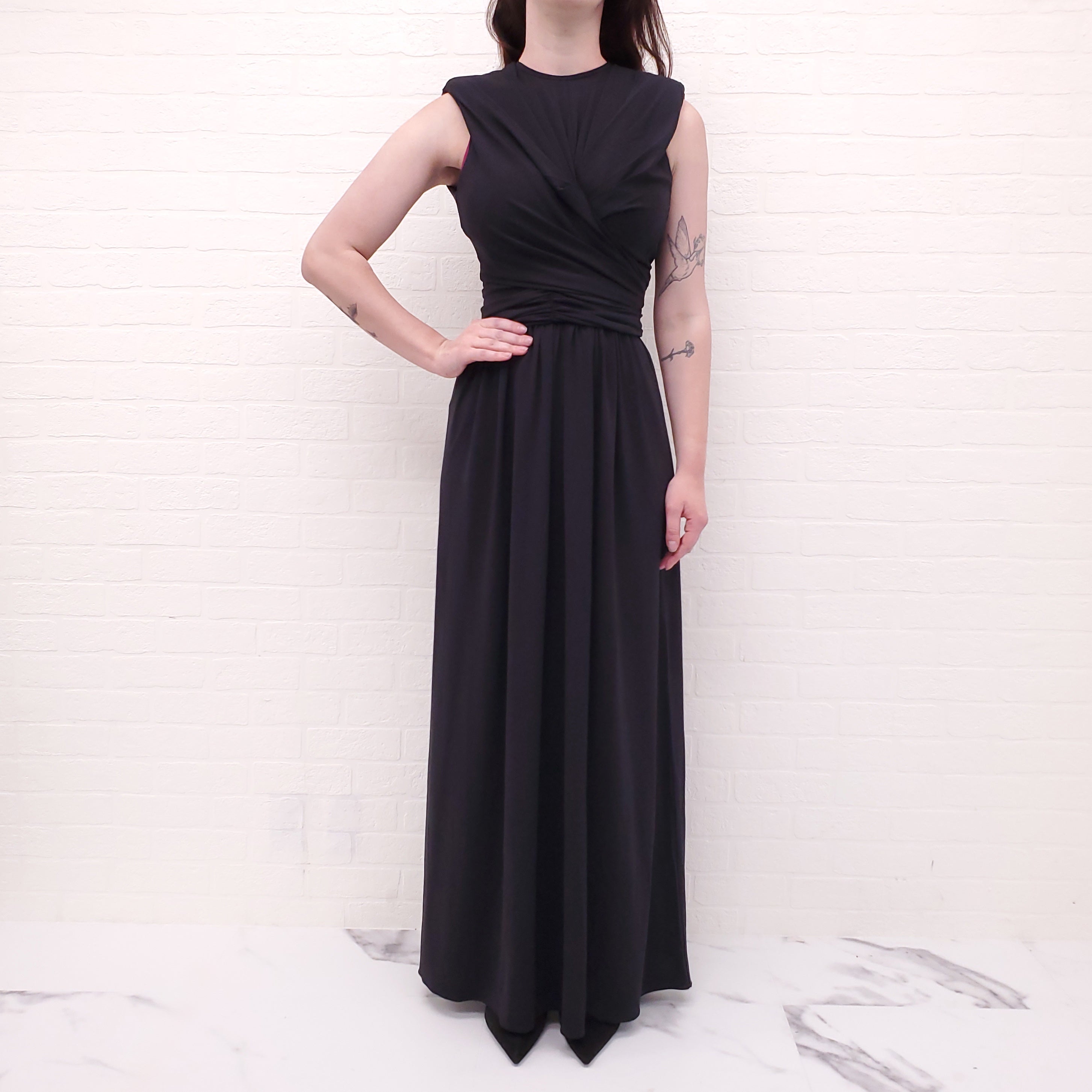ISABEL MARANT BLACK KNOTED 'GUCIENE' GOWN - SIZE 34