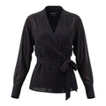ISABEL MARANT BLACK WRAP BLOUSE WITH STUDDED DETAIL - SIZE 40