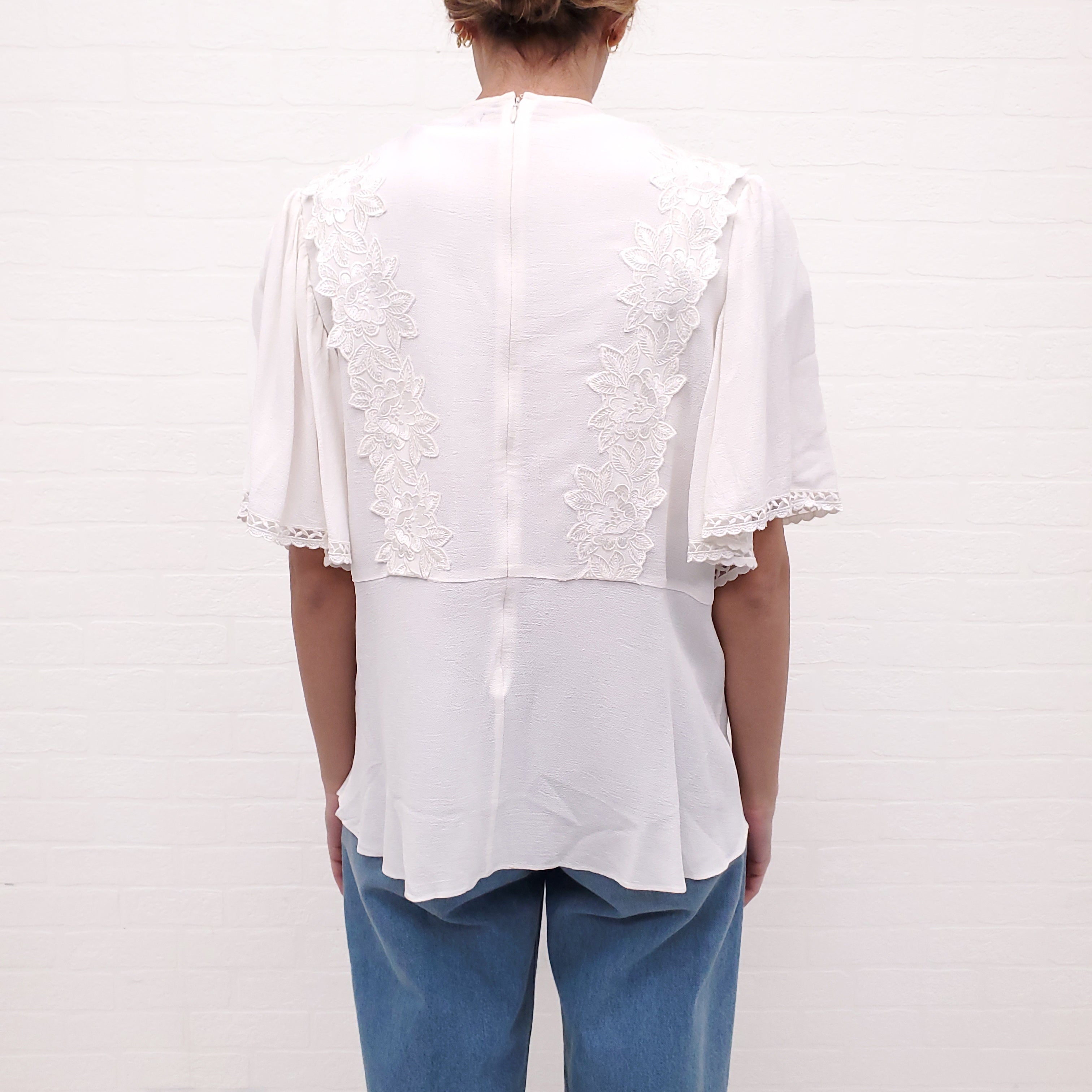 ISABEL MARANT CREAM FLORAL LACE 'LAPAO' BLOUSE - SIZE 42