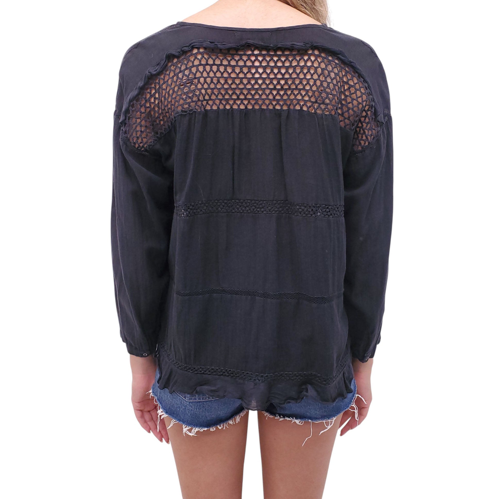 ISABEL MARANT ÉTOILE BLACK EYELET BLOUSE - SIZE 36