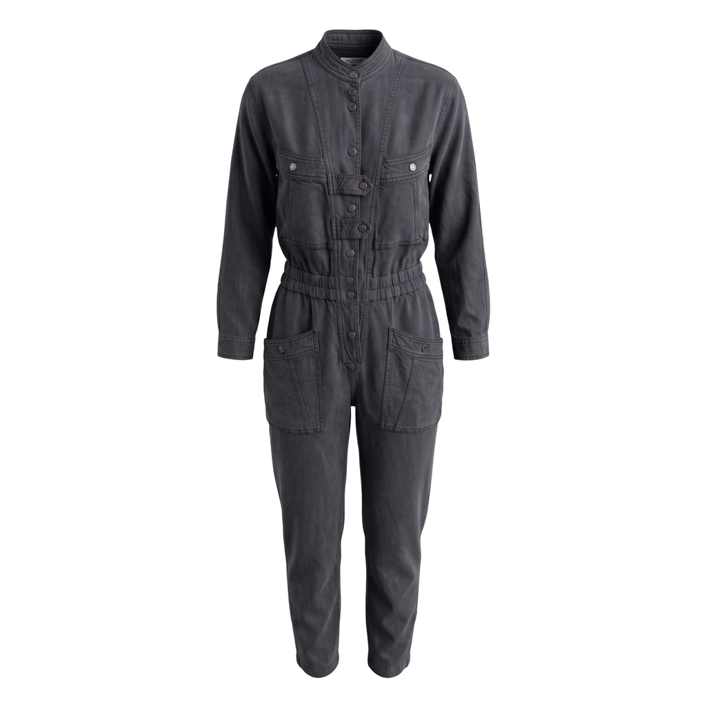 ISABEL MARANT ÉTOILE BLACK PAINTERS DENIM JUMPSUIT - SIZE 40