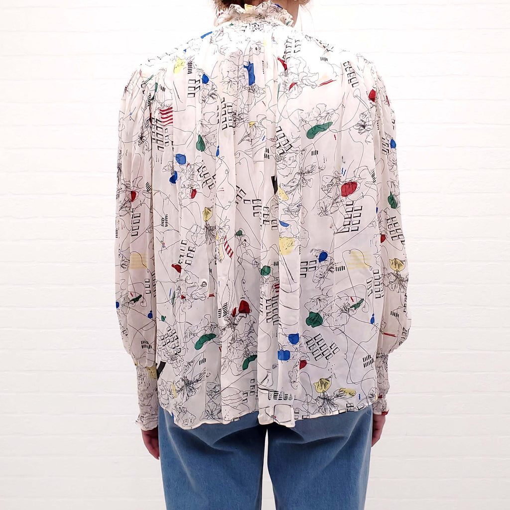 ISABEL MARANT ÉTOILE CREAM PATTERNED 'DANIELA' BLOUSE - SIZE 38