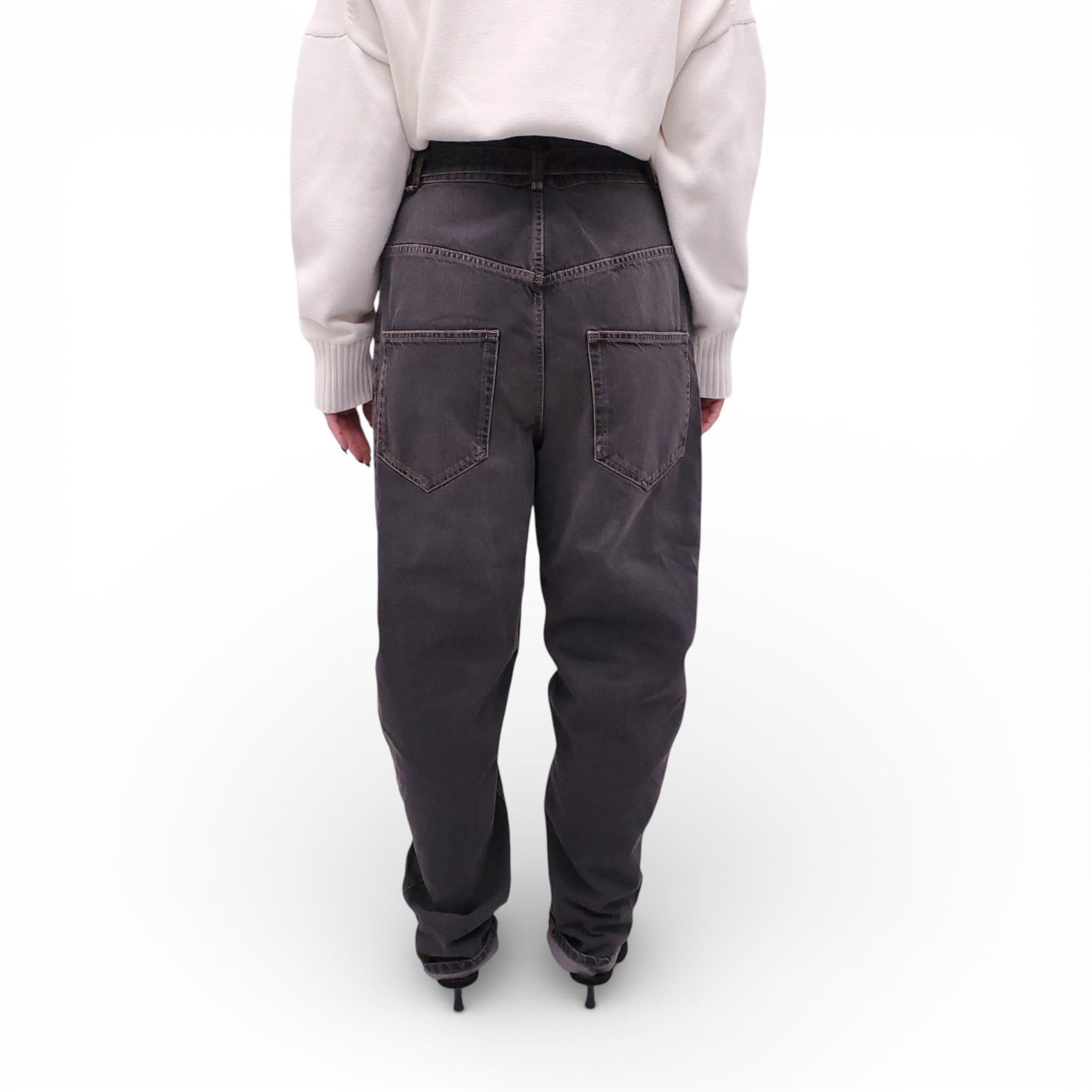 ISABEL MARANT ÉTOILE GREY CARGO JEANS WITH BELT - SIZE 38