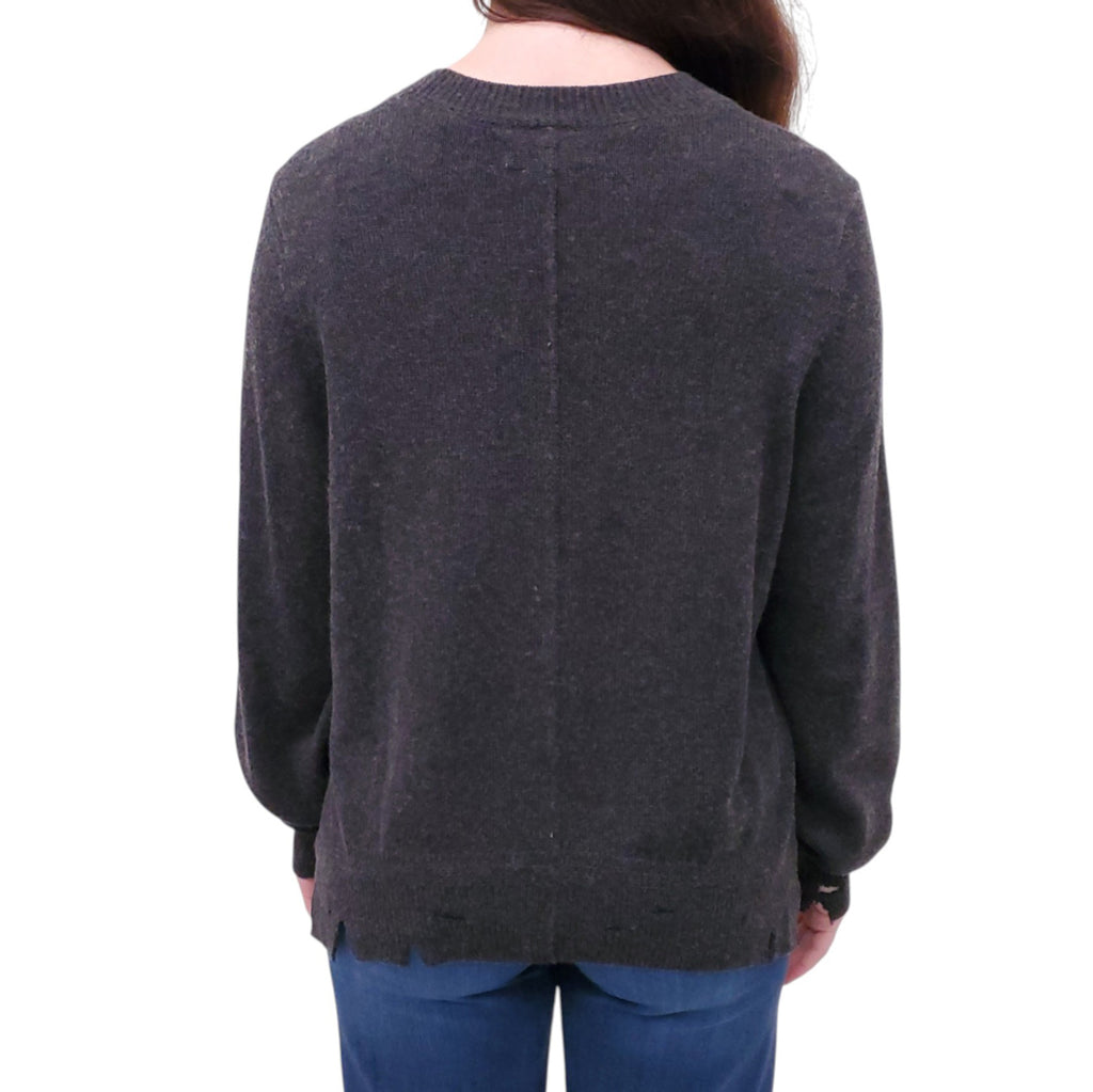 ISABEL MARANT ETOILE GREY KNIT CUTOUT DETAIL SWEATER - SIZE 40