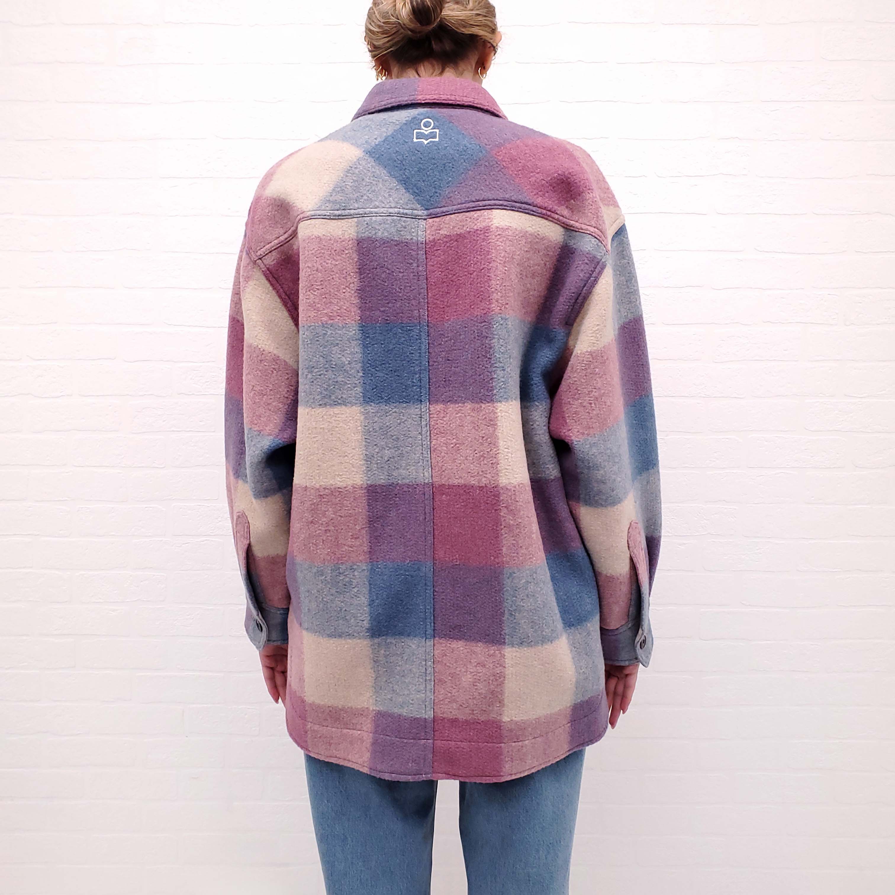 ISABEL MARANT ÉTOILE OVERSIZED PURPLE AND BLUE WOOL PLAID SHIRT JACKET - SIZE 36