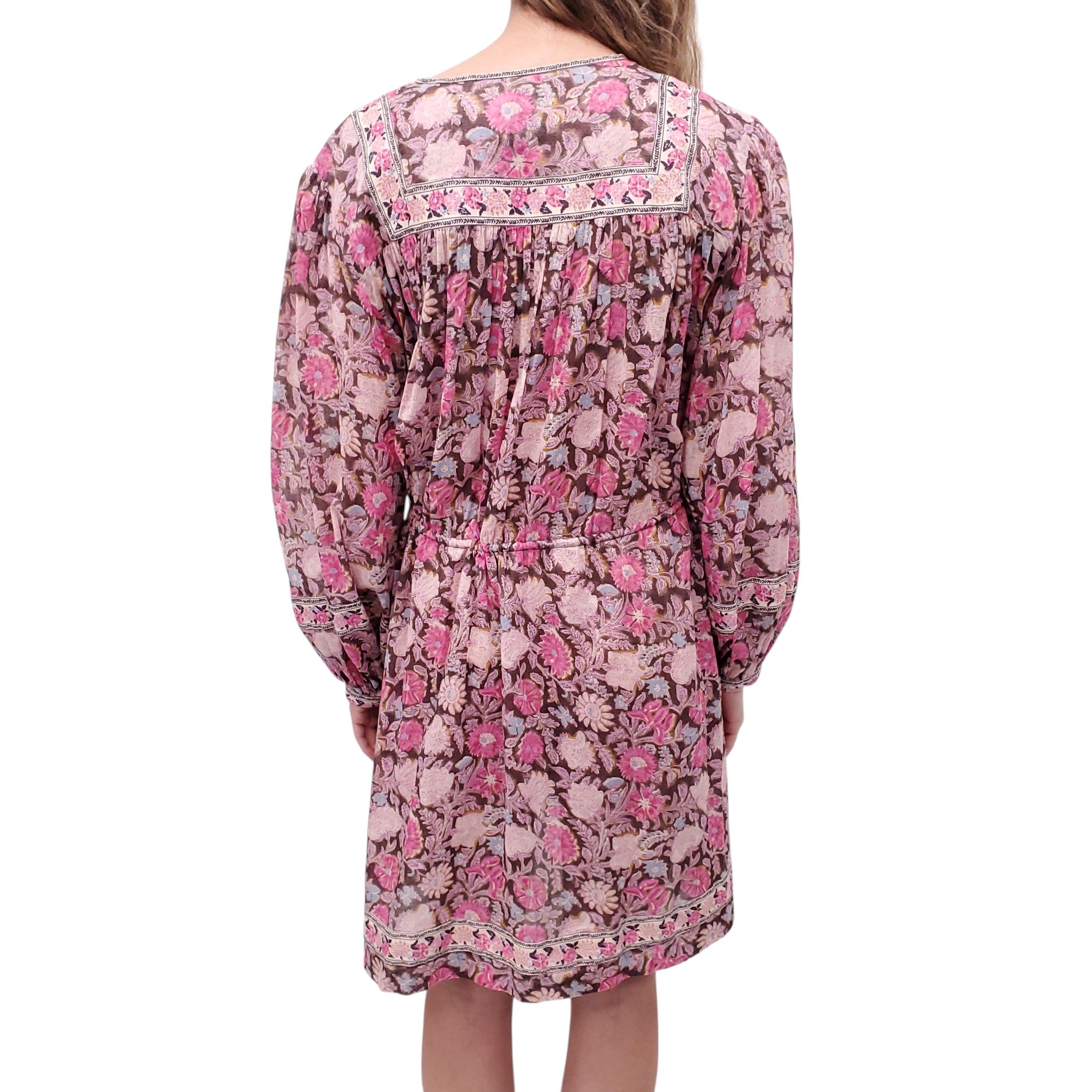 ISABEL MARANT ÉTOILE PINK AND PURPLE FLORAL COTTON TUNIC DRESS
