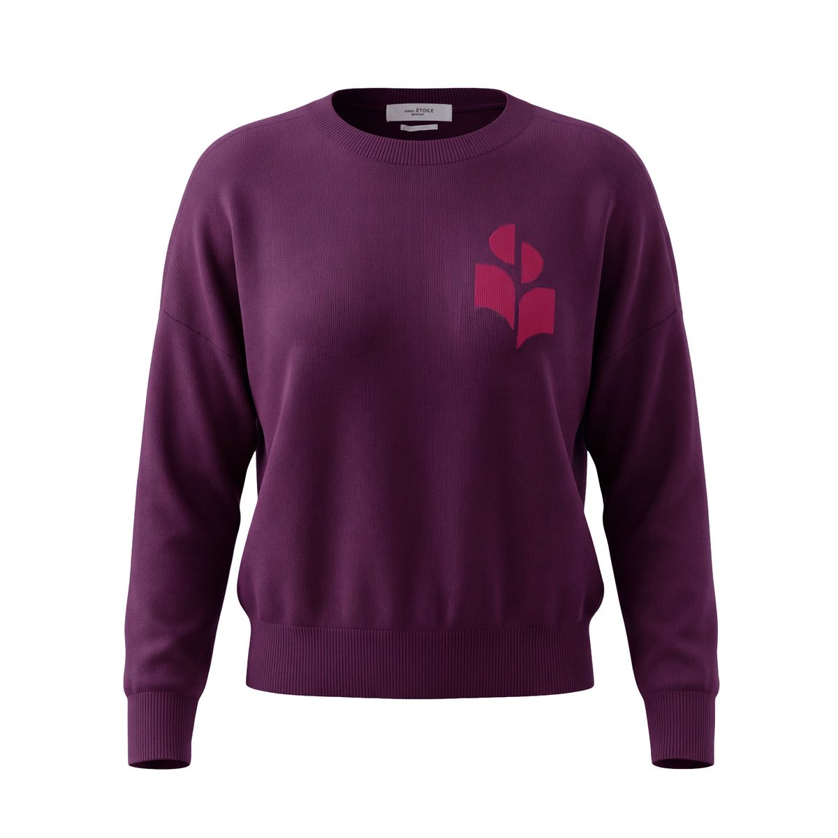 ISABEL MARANT ÉTOILE PURPLE COTTON AND WOOL LOGO CREWNECK SWEATER - SIZE 34