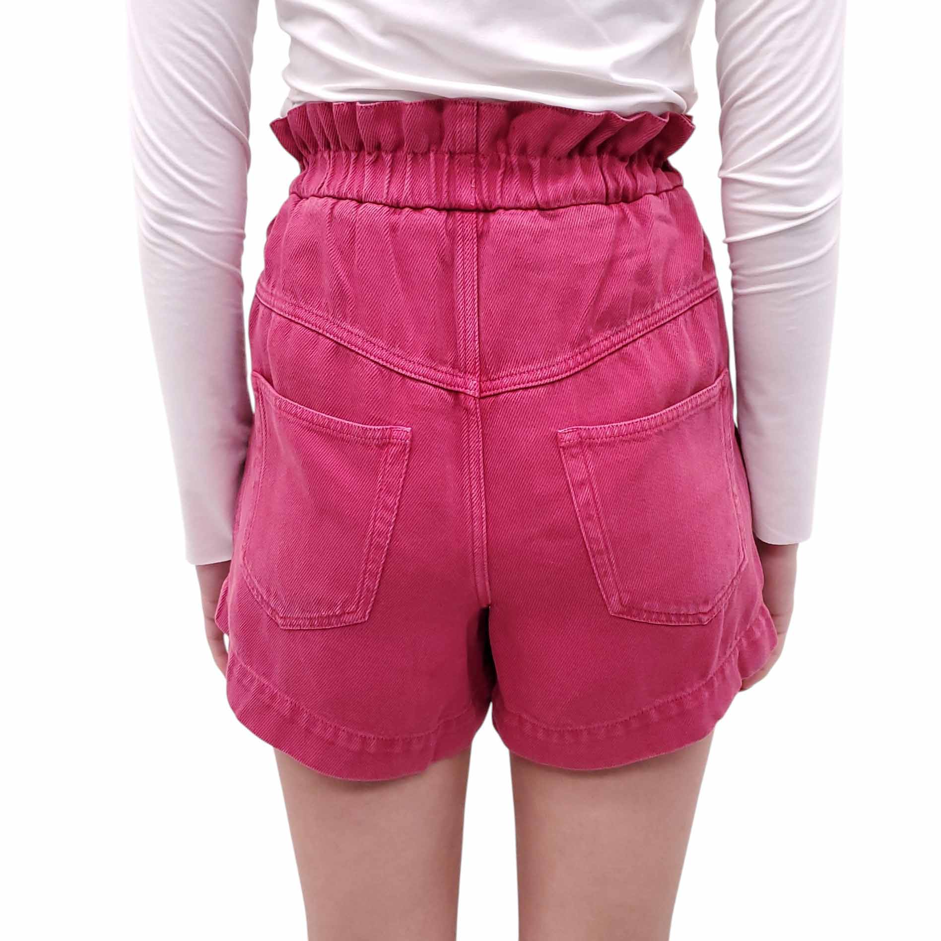 ISABEL MARANT ÉTOILE RASPBERRY DENIM PAPER BAG SHORTS - SIZE 34