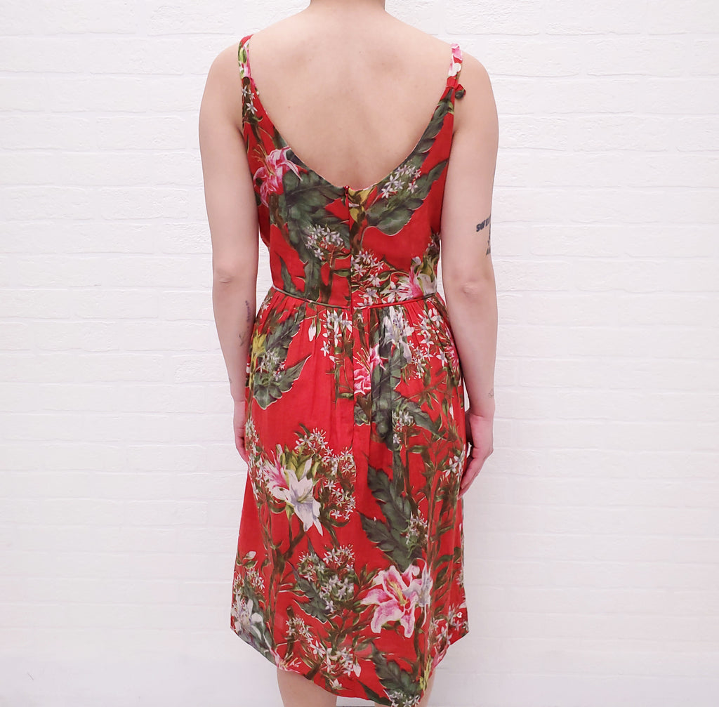 ISABEL MARANT ÉTOILE RED PALM LEAF PATTERNED DRESS - SIZE 36
