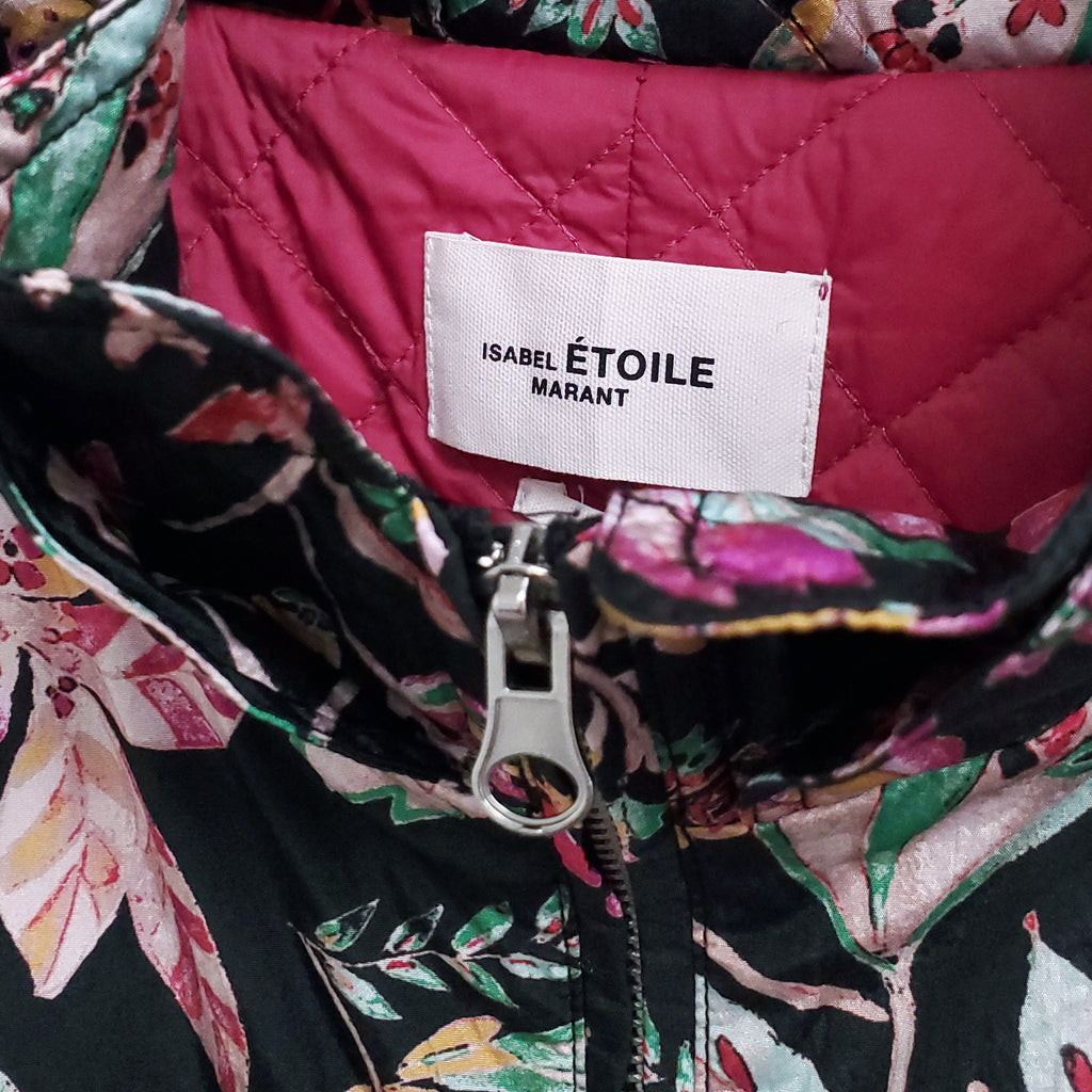 ISABEL MARANT ÉTOILE TEAL DOLORES FLORAL PRINT DRAWSTRING JACKET - SIZE 38