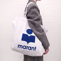 ISABEL MARANT GREY AND NAVY CANVAS LOGO TOTE