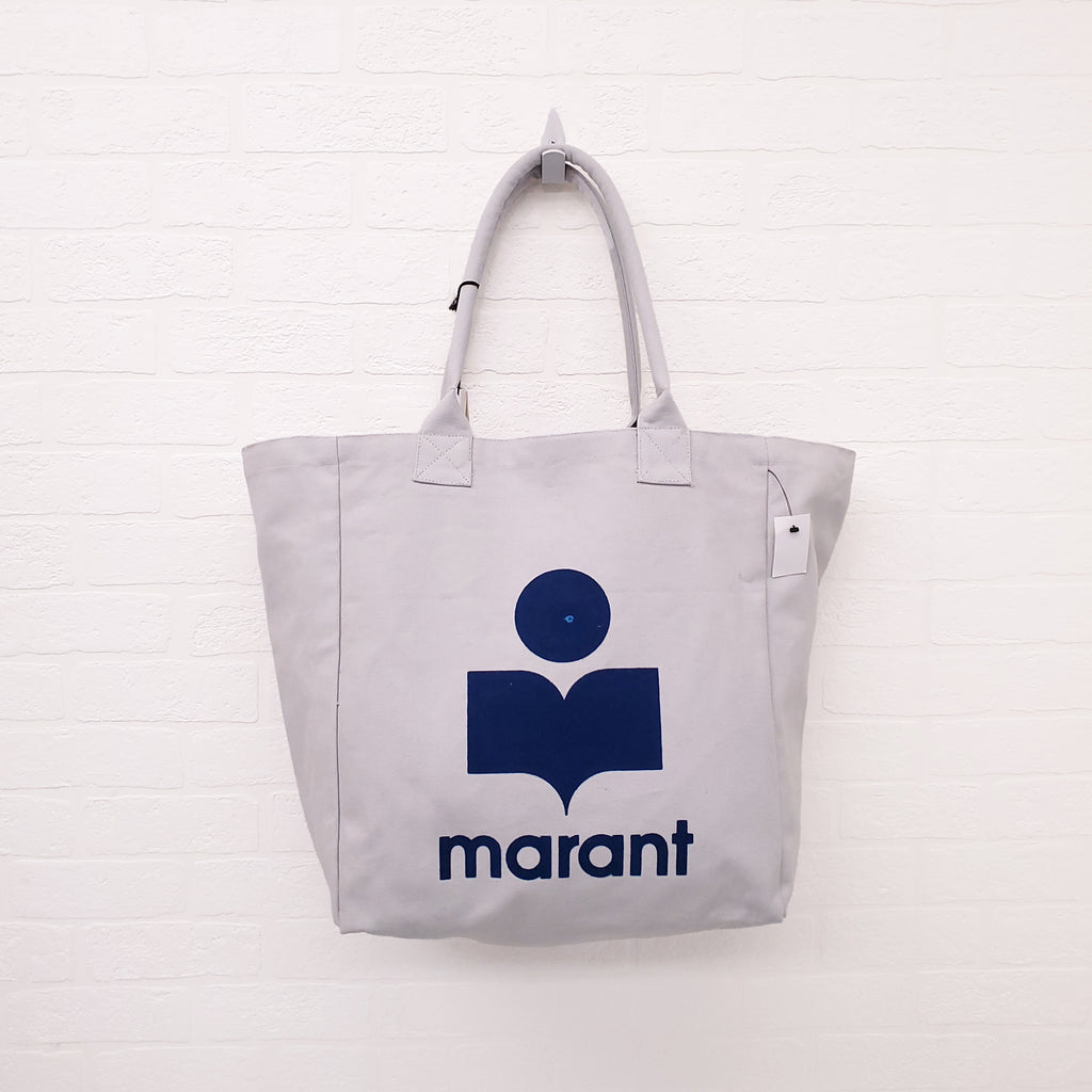 ISABEL MARANT GREY AND NAVY CANVAS LOGO TOTE