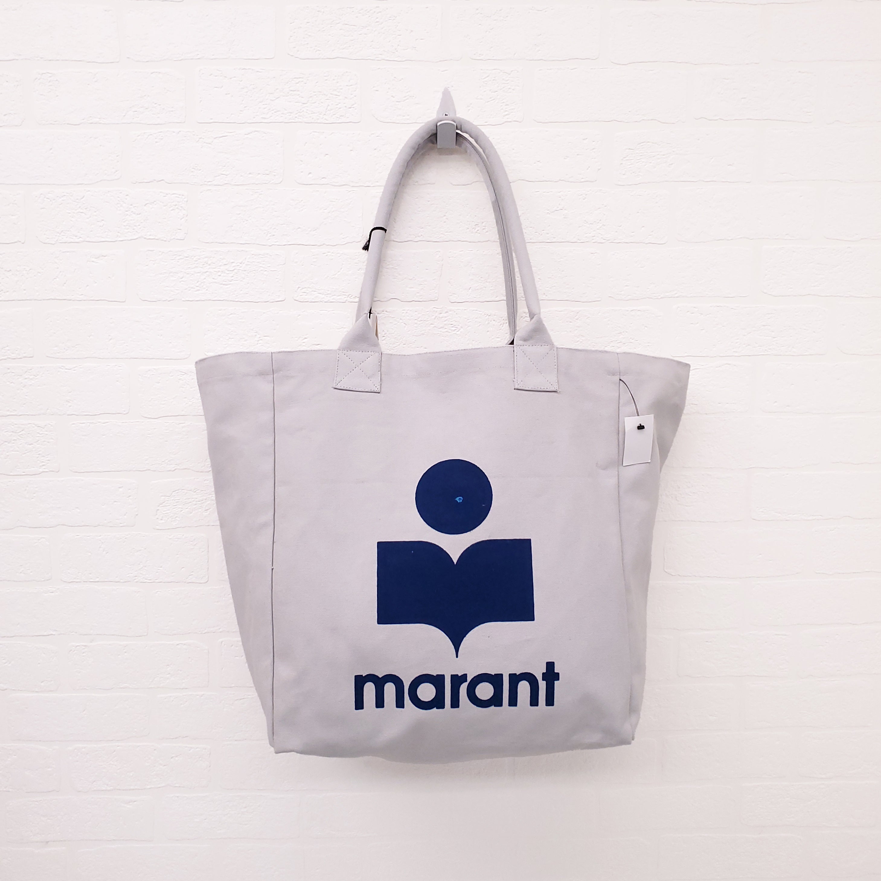 ISABEL MARANT GREY AND NAVY CANVAS LOGO TOTE