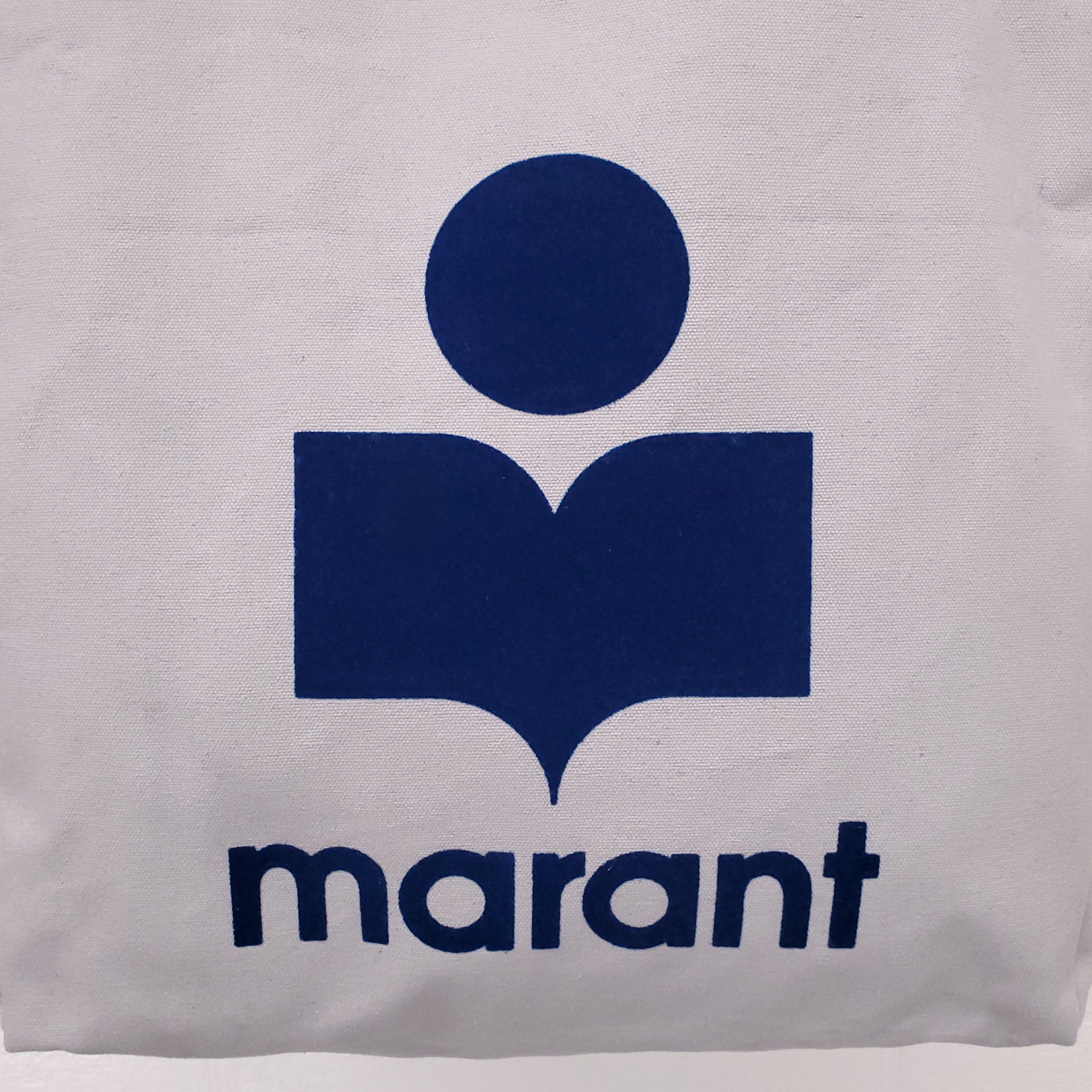 ISABEL MARANT GREY AND NAVY CANVAS LOGO TOTE