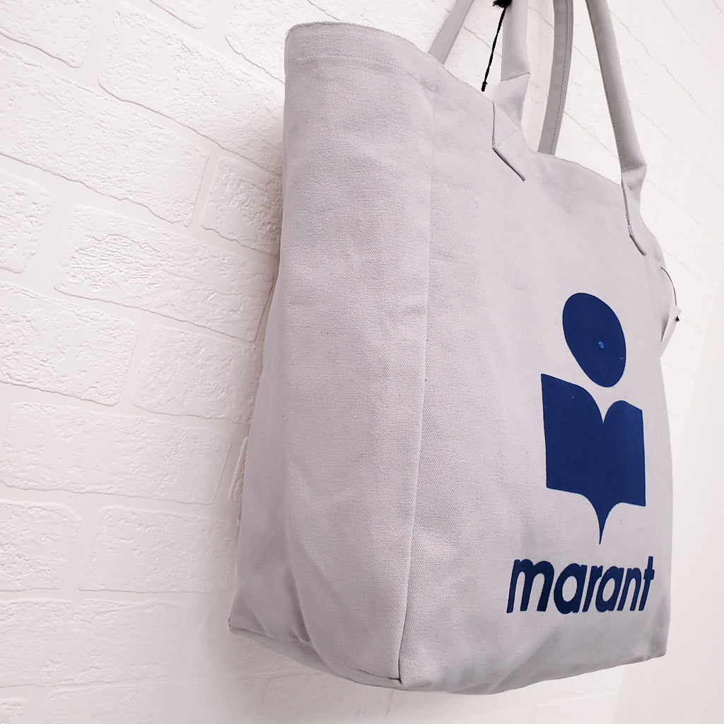 ISABEL MARANT GREY AND NAVY CANVAS LOGO TOTE