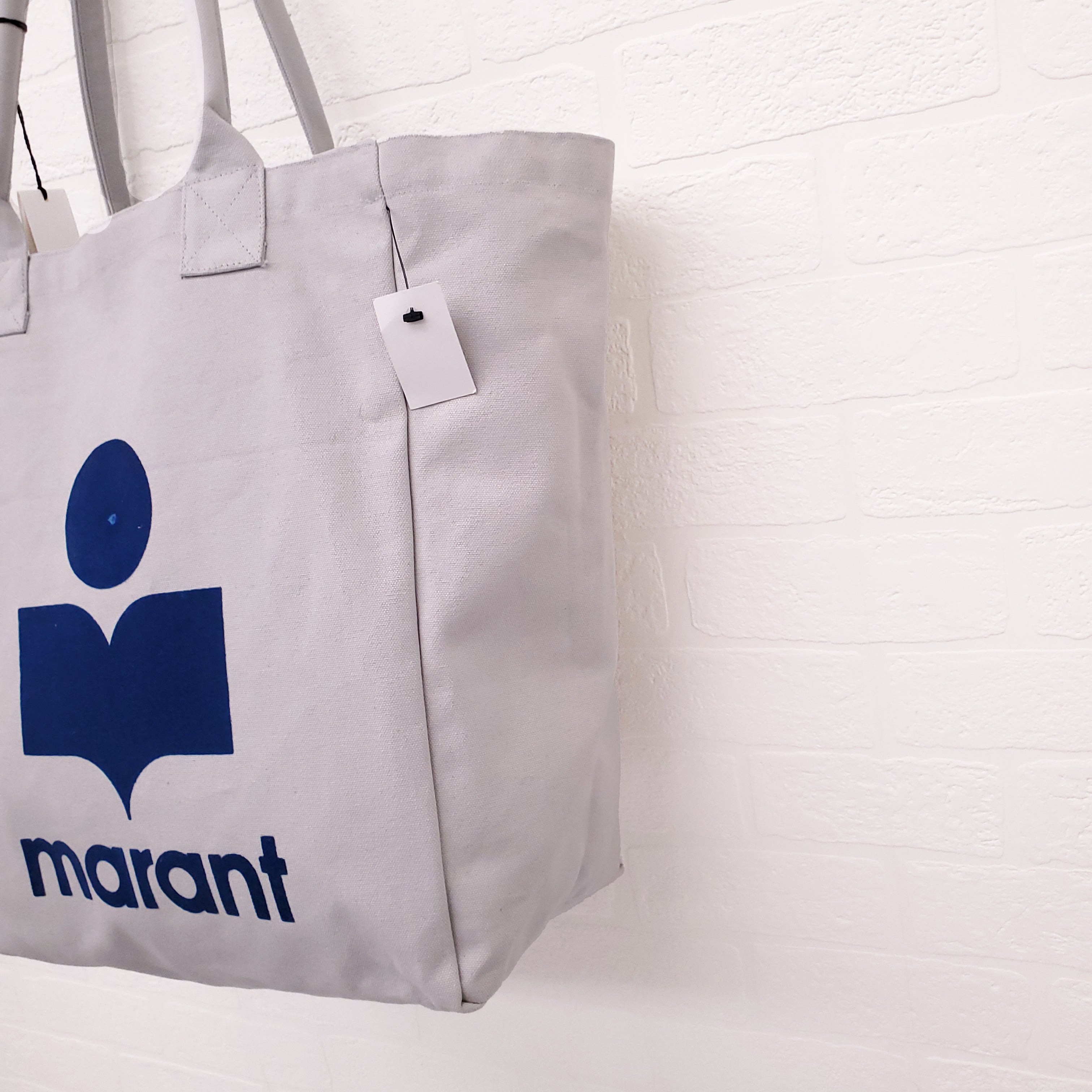 ISABEL MARANT GREY AND NAVY CANVAS LOGO TOTE
