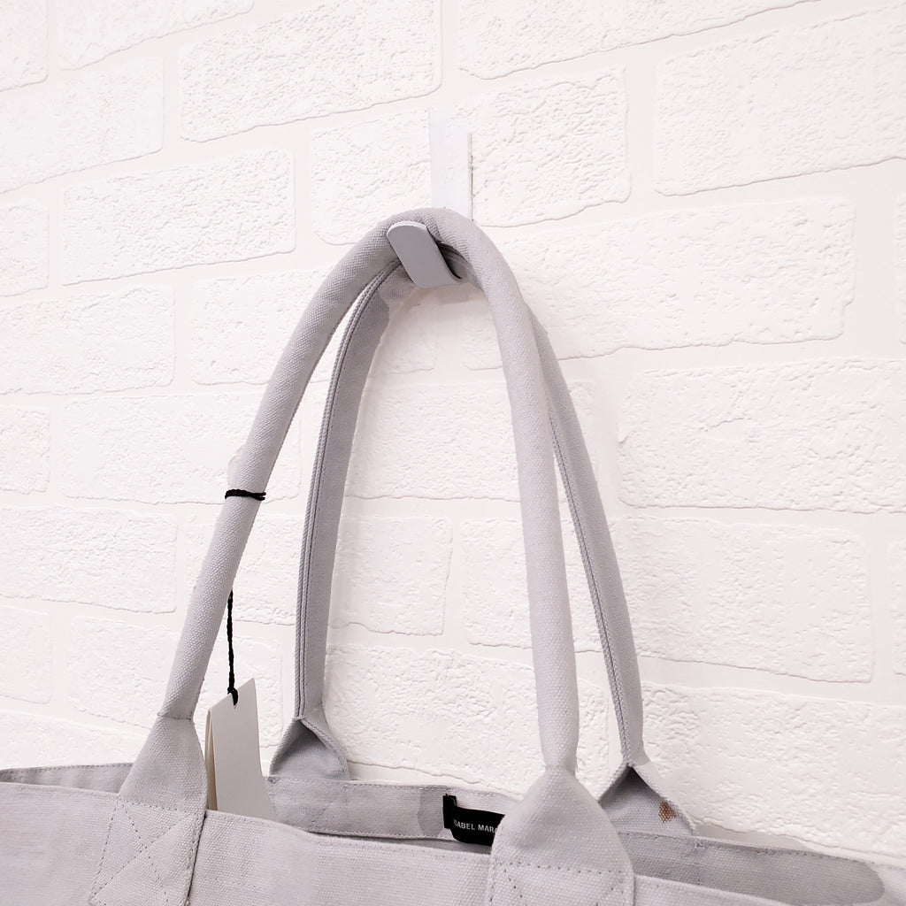 ISABEL MARANT GREY AND NAVY CANVAS LOGO TOTE