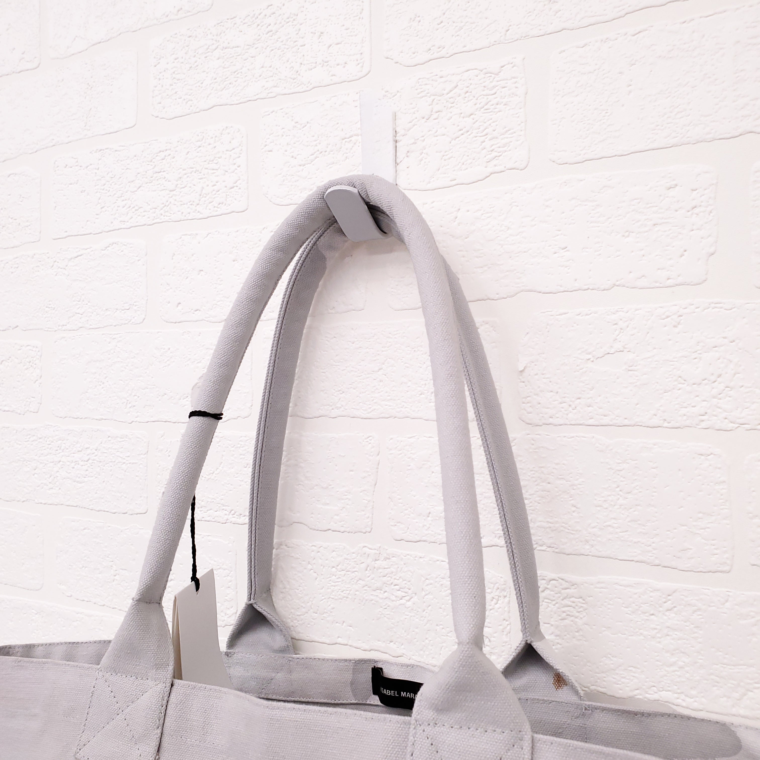 ISABEL MARANT GREY AND NAVY CANVAS LOGO TOTE