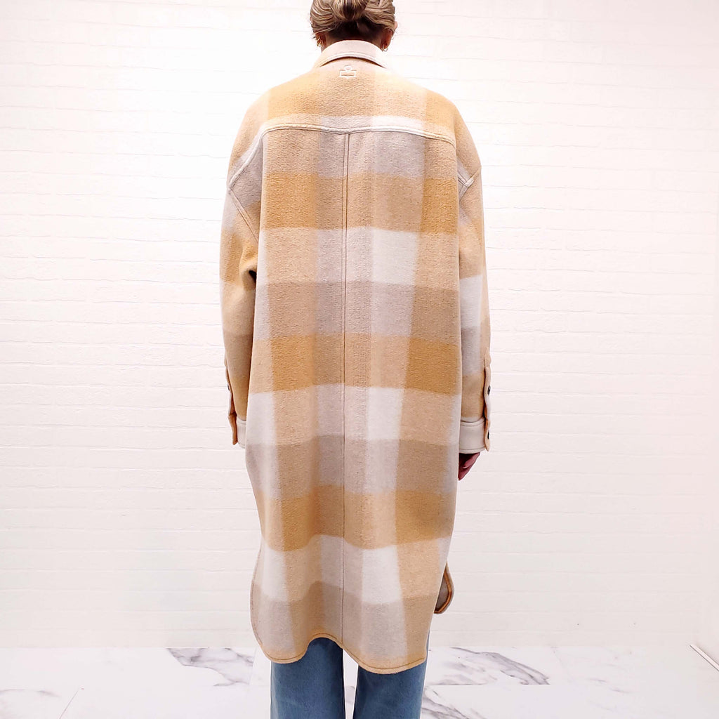 ISABEL MARANT OVERSIZED ORANGE WOOL PLAID SHIRT JACKET - SIZE S