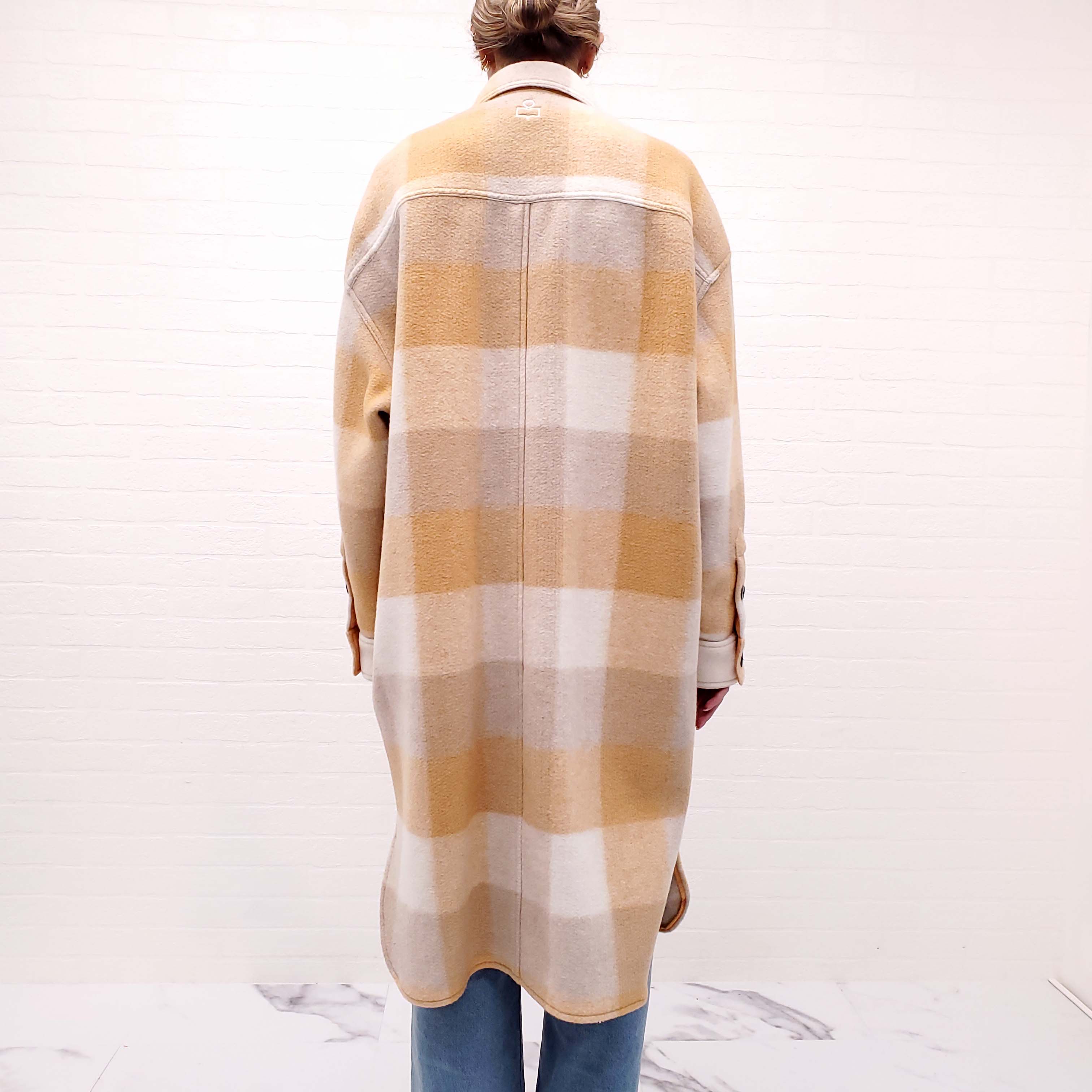 ISABEL MARANT OVERSIZED ORANGE WOOL PLAID SHIRT JACKET - SIZE S