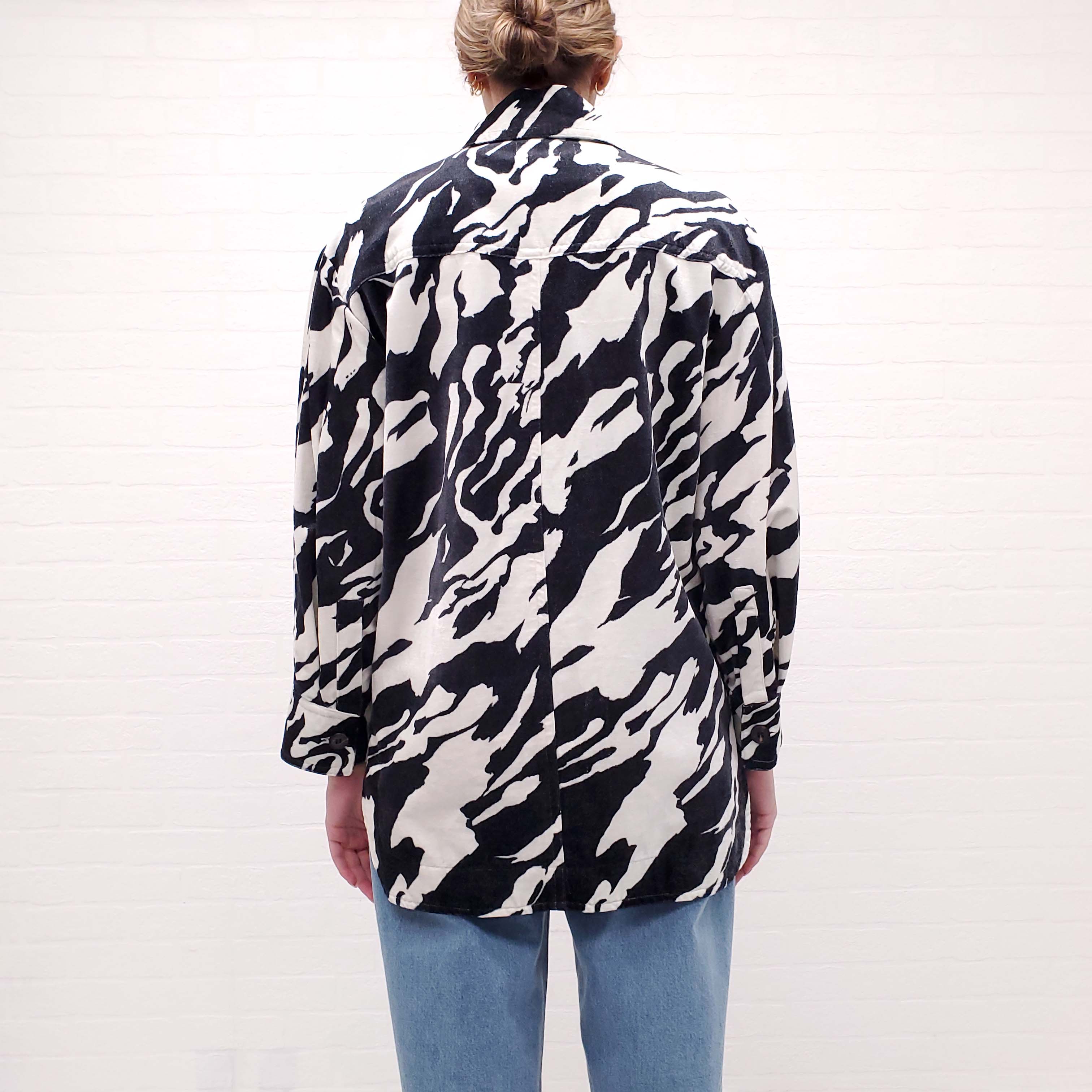 ISABEL MARANT OVERSIZED ZEBRA VELVET BUTTON UP SHIRT - SIZE 36