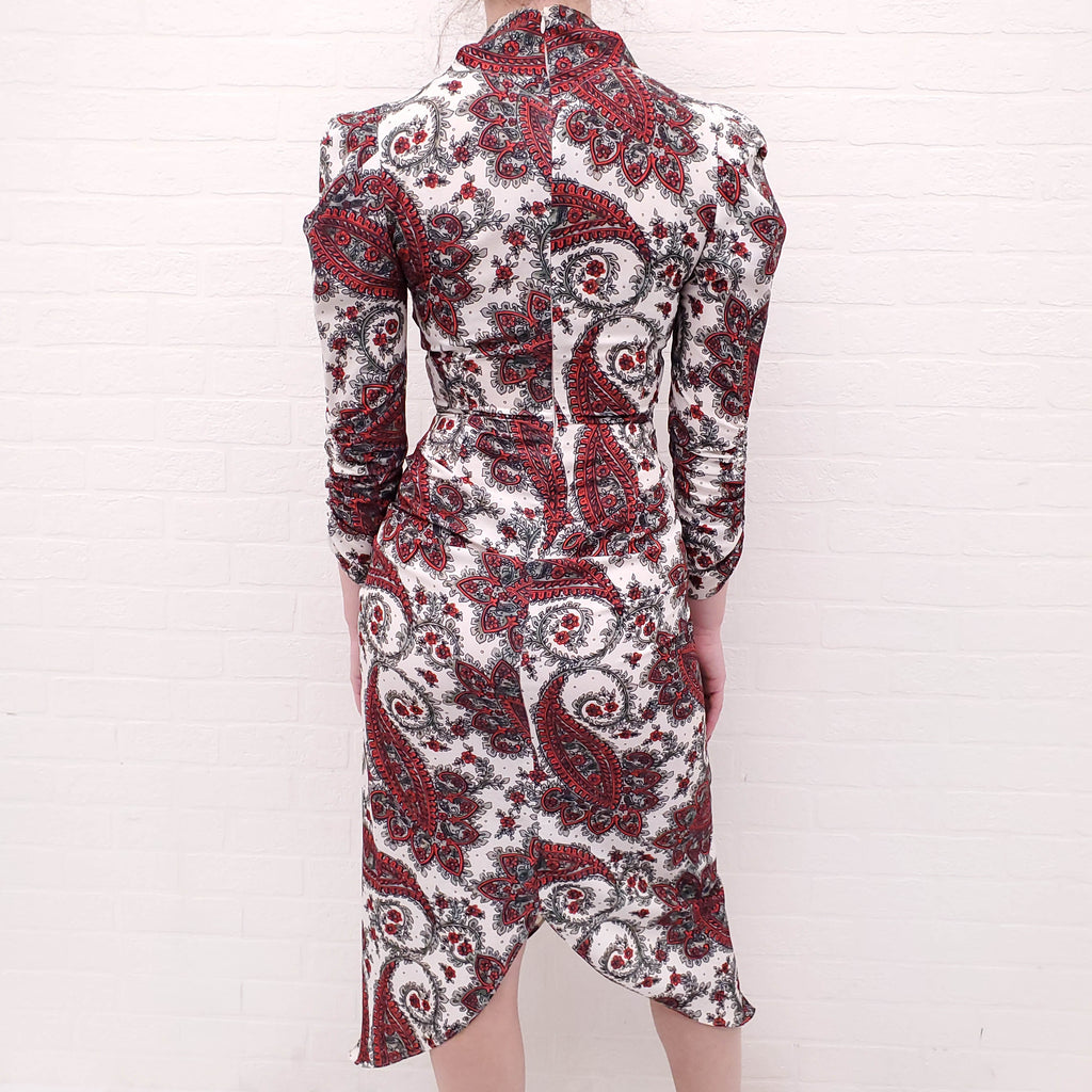 ISABEL MARANT PAISLEY RUCHED DRESS - SIZE 34