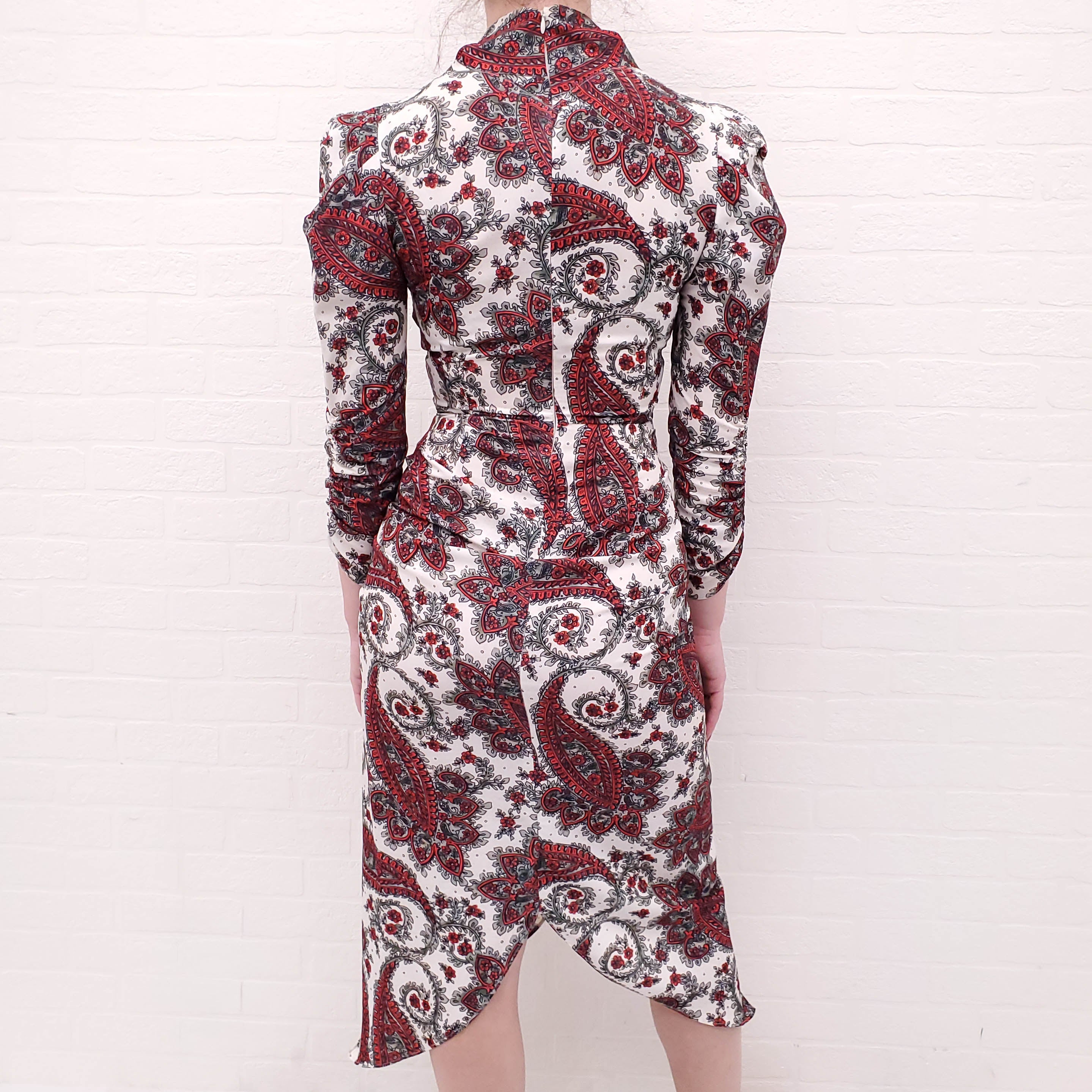 ISABEL MARANT PAISLEY RUCHED DRESS - SIZE 34
