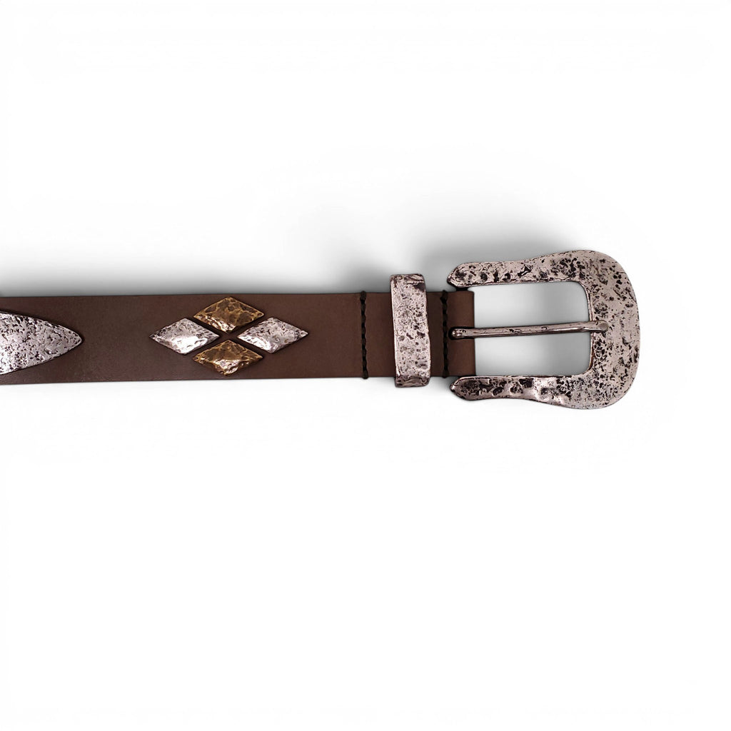 ISABEL MARANT TAUPE LEATHER BELT WITH METAL EMBELLISHMENTS - SIZE L