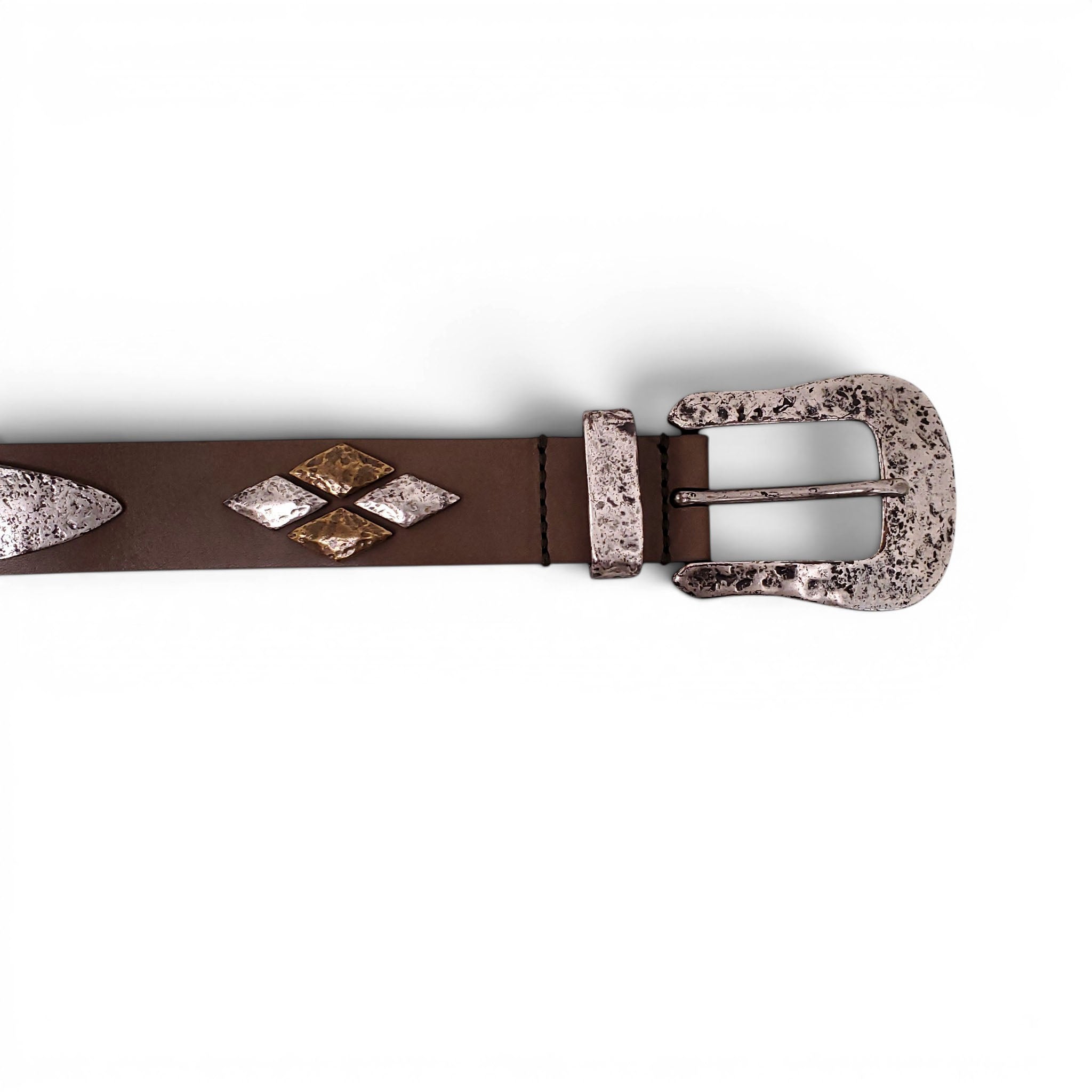 ISABEL MARANT TAUPE LEATHER BELT WITH METAL EMBELLISHMENTS - SIZE L