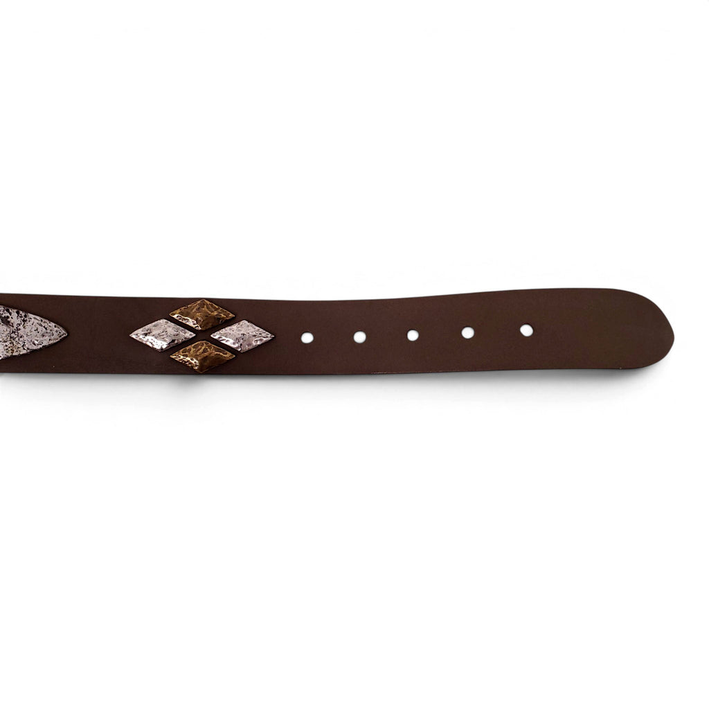 ISABEL MARANT TAUPE LEATHER BELT WITH METAL EMBELLISHMENTS - SIZE L