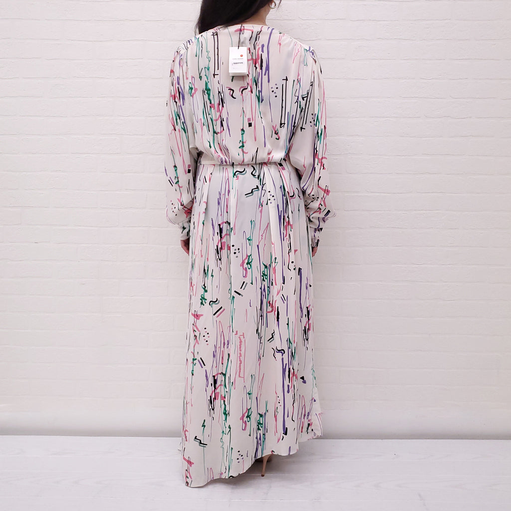 ISABEL MARANT WHITE PRINTED BLAINE DRESS - SIZE 40