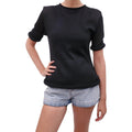 ISSEY MIYAKE BLACK TOP WITH ROLLED HEM DETAIL - SIZE 2/S