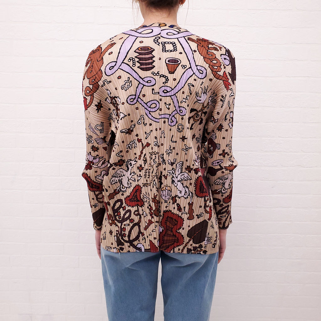 ISSEY MIYAKE NUDE PATTERNED PLEATED SHIRT - SIZES 3 (M) AND 5 (XL)
