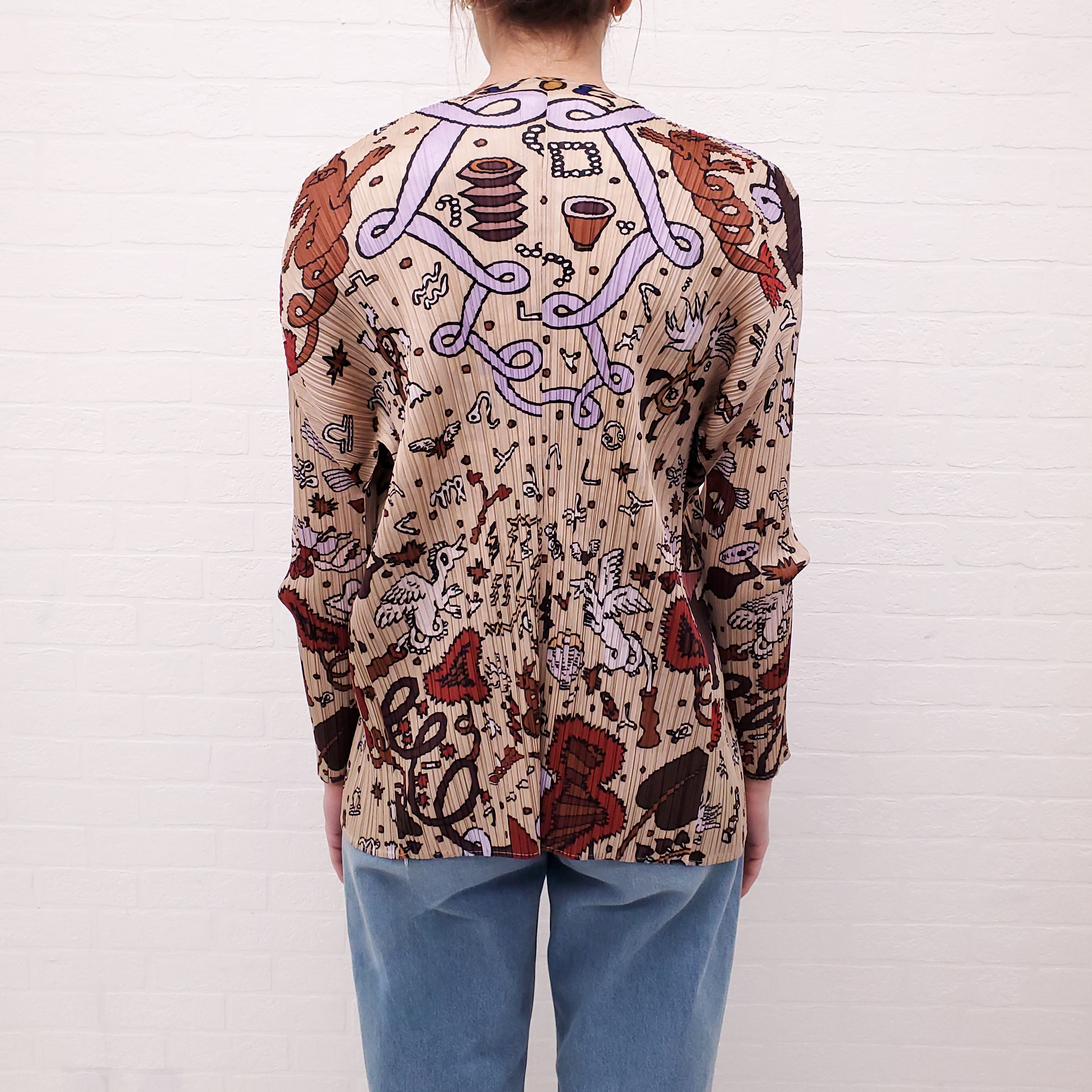 ISSEY MIYAKE NUDE PATTERNED PLEATED SHIRT - SIZES 3 (M) AND 5 (XL)