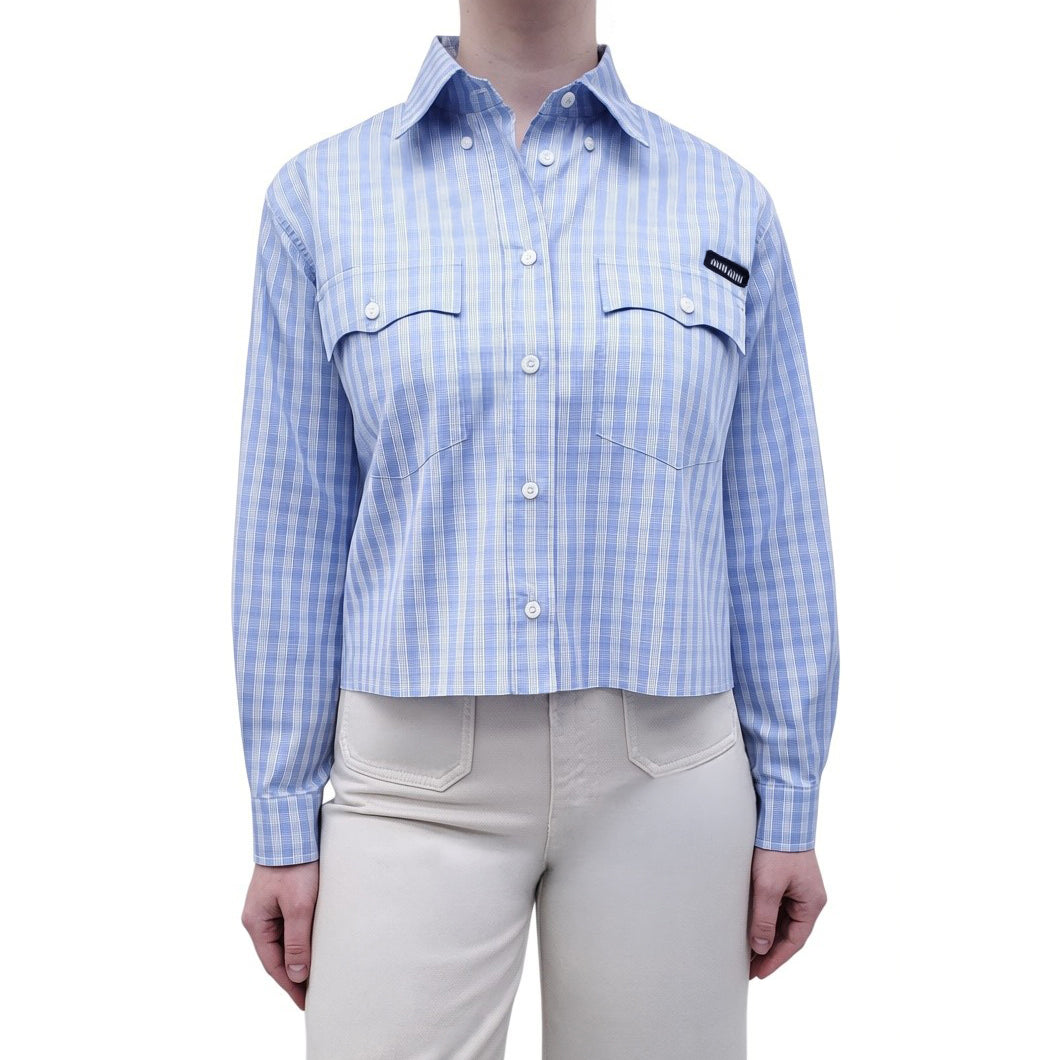 MIU MIU PLAID OVERSIZED BLOUSE - SIZE 36