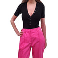 JACQUEMUS BLACK KNIT BUTTON-UP POLO BODYSUIT - SIZE 32