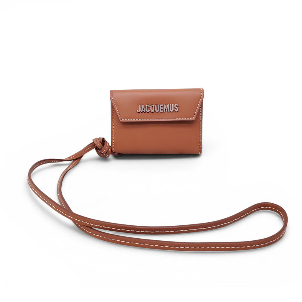 JACQUEMUS BROWN LEATHER LOGO CARD HOLDER