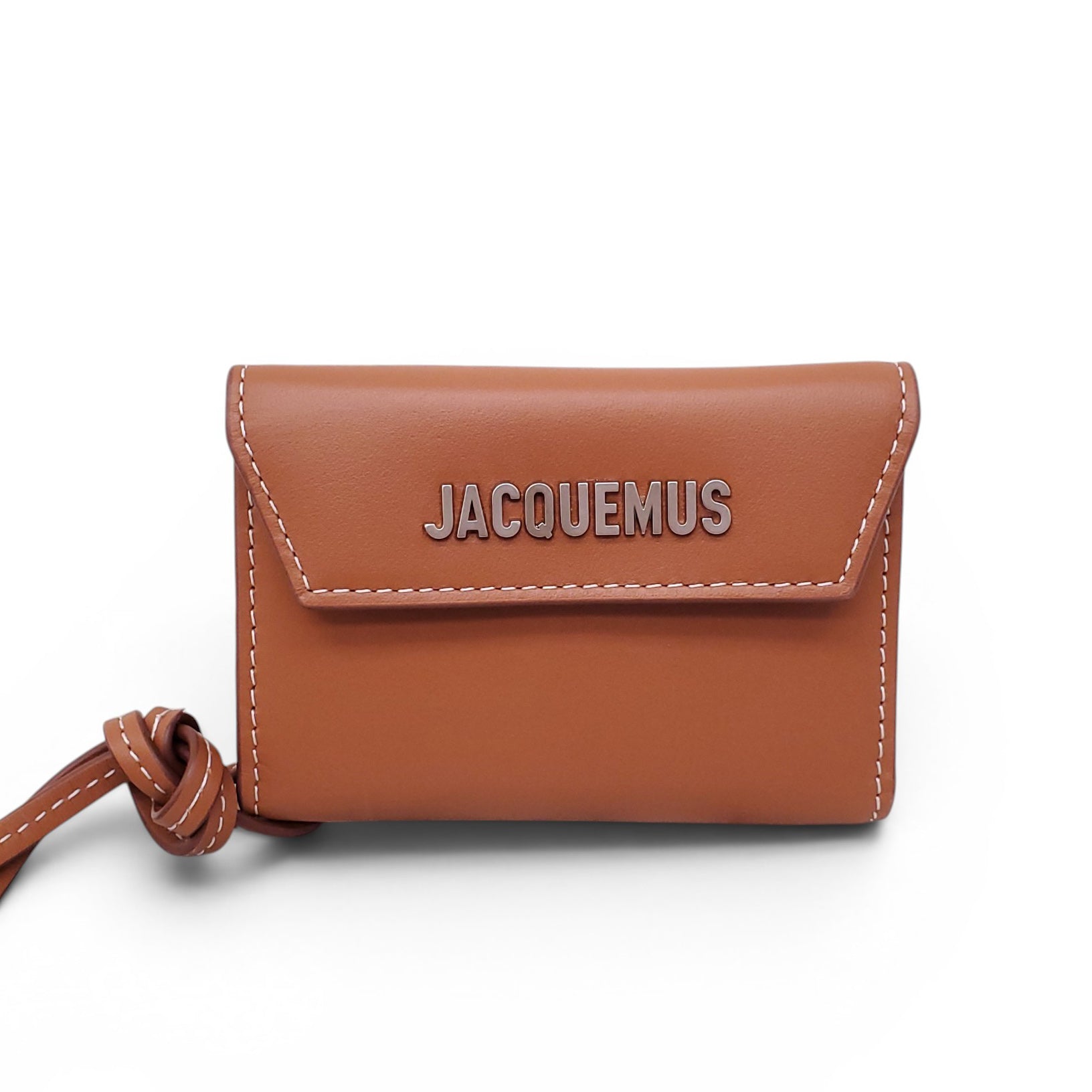 JACQUEMUS BROWN LEATHER LOGO CARD HOLDER